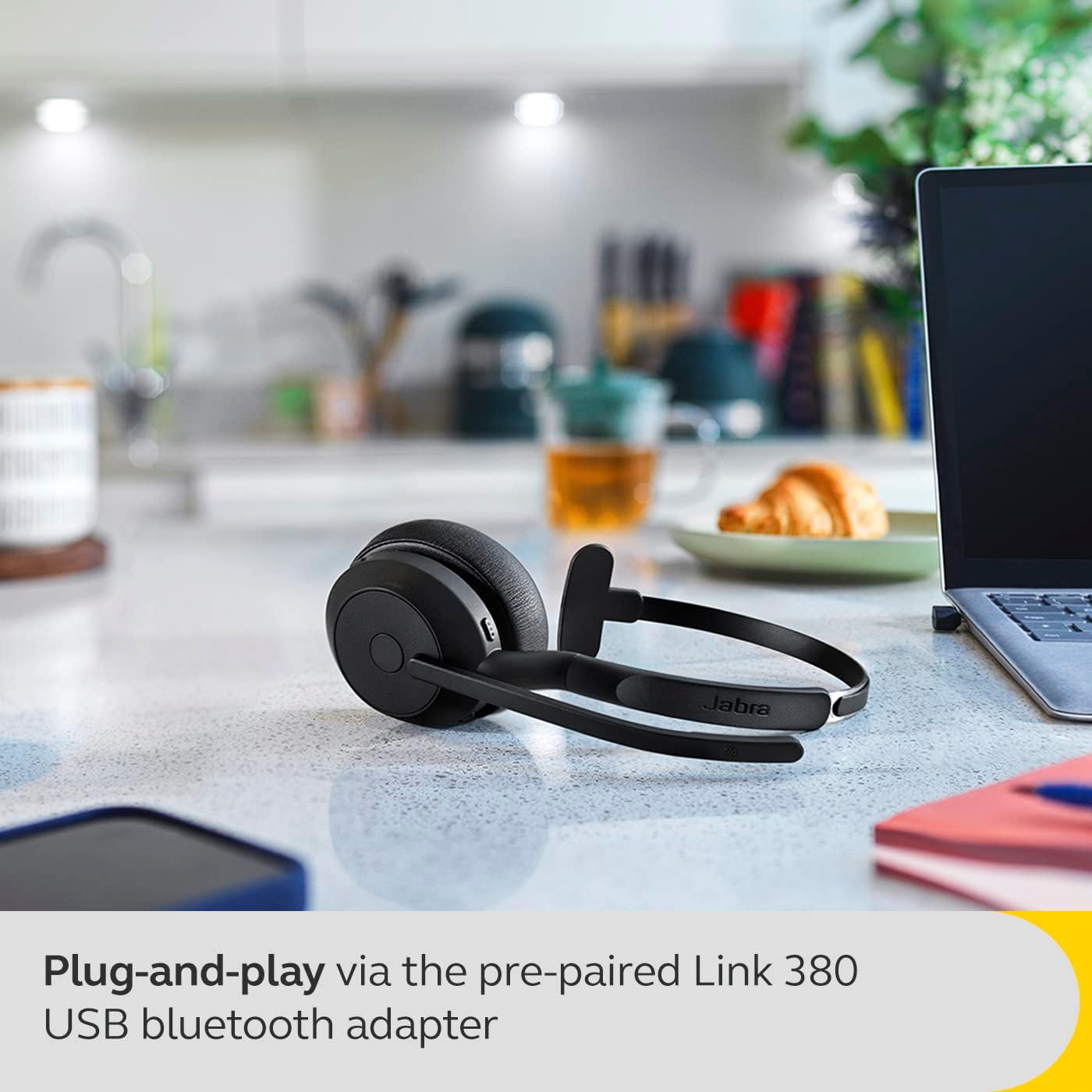 Jabra Evolve2 55 Mono with Link 380 USB-A Wireless Headset - Features AirComfort Technology, Noise-Cancelling Mics & Active Noise Cancellation