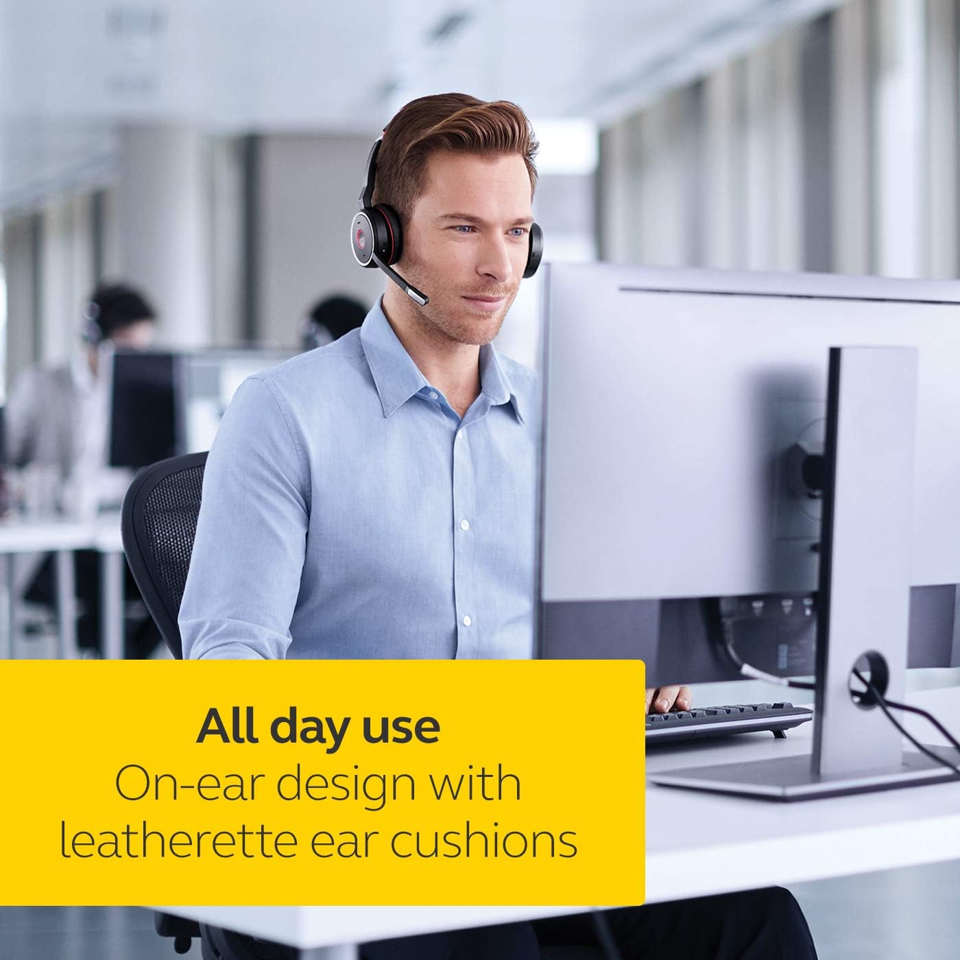 Jabra Evolve 75 UC Wireless Headset, Stereo Bluetooth Headset with World-Class Speakers, Active Noise-Cancelling Microphone