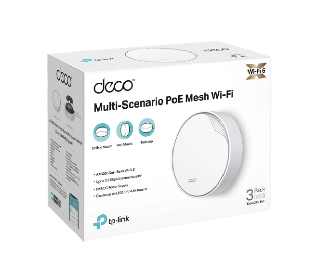 TP-Link Deco X50-PoE 3-Pack AX3000 Whole Home Mesh Wi-Fi 6 System with PoE