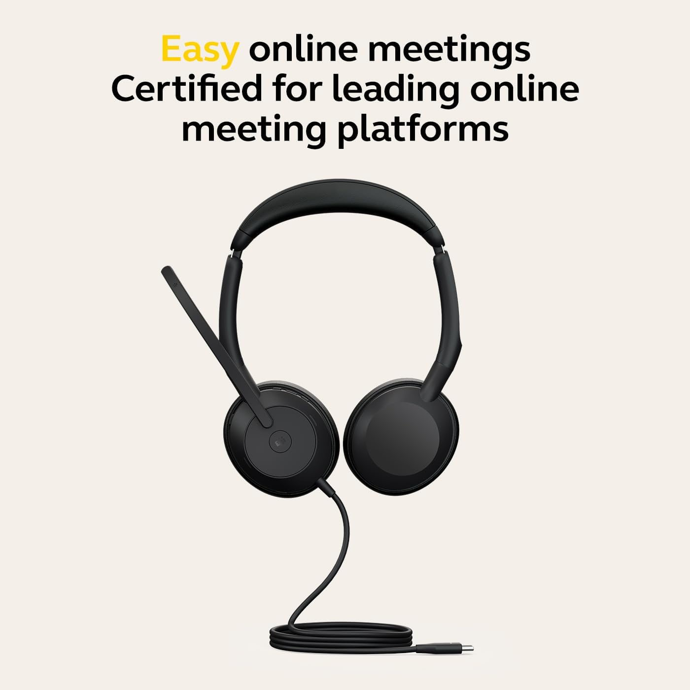 Jabra Evolve2 50 Wired/Bluetooth Stereo USB-C Headset - with AirComfort Technology, Noise-Cancelling Mics & Active Noise Cancellation