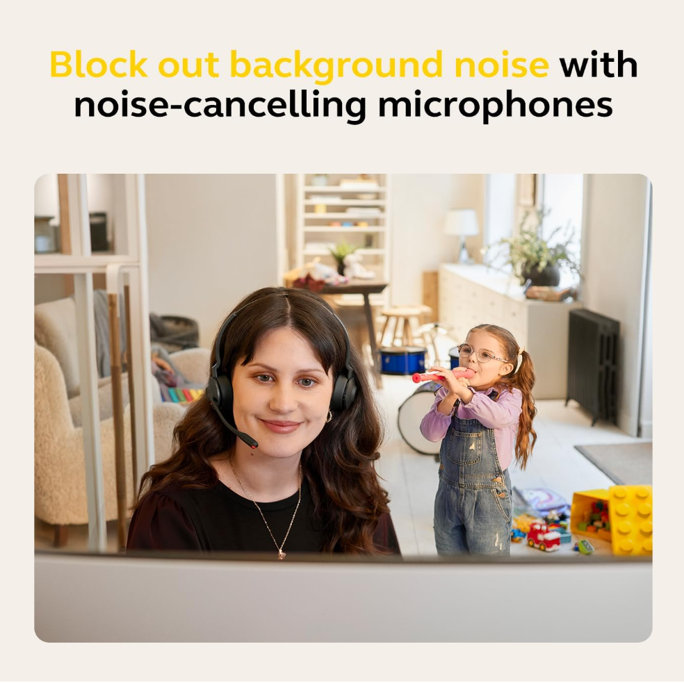 Jabra Engage 55 SE Stereo Wireless Headset with Link 400 Noise-Cancelling Microphone, Extensive Range, Hearing Protection – Certified for Google Meet & Zoom – Black