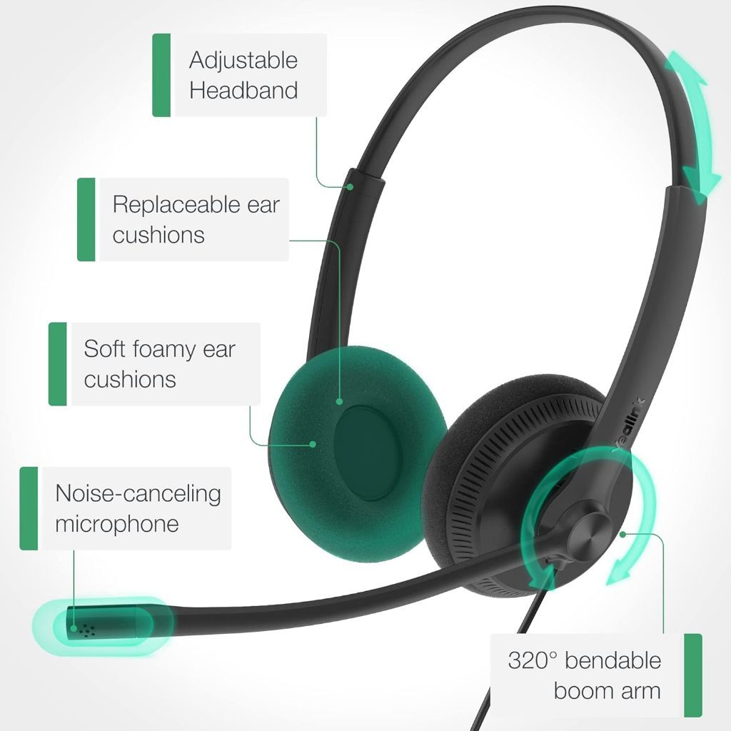Yealink UH34 Lite Dual USB Stereo Wired Headset MS Teams UC Noise Cancelling | HD Audio Sound | Lightweight