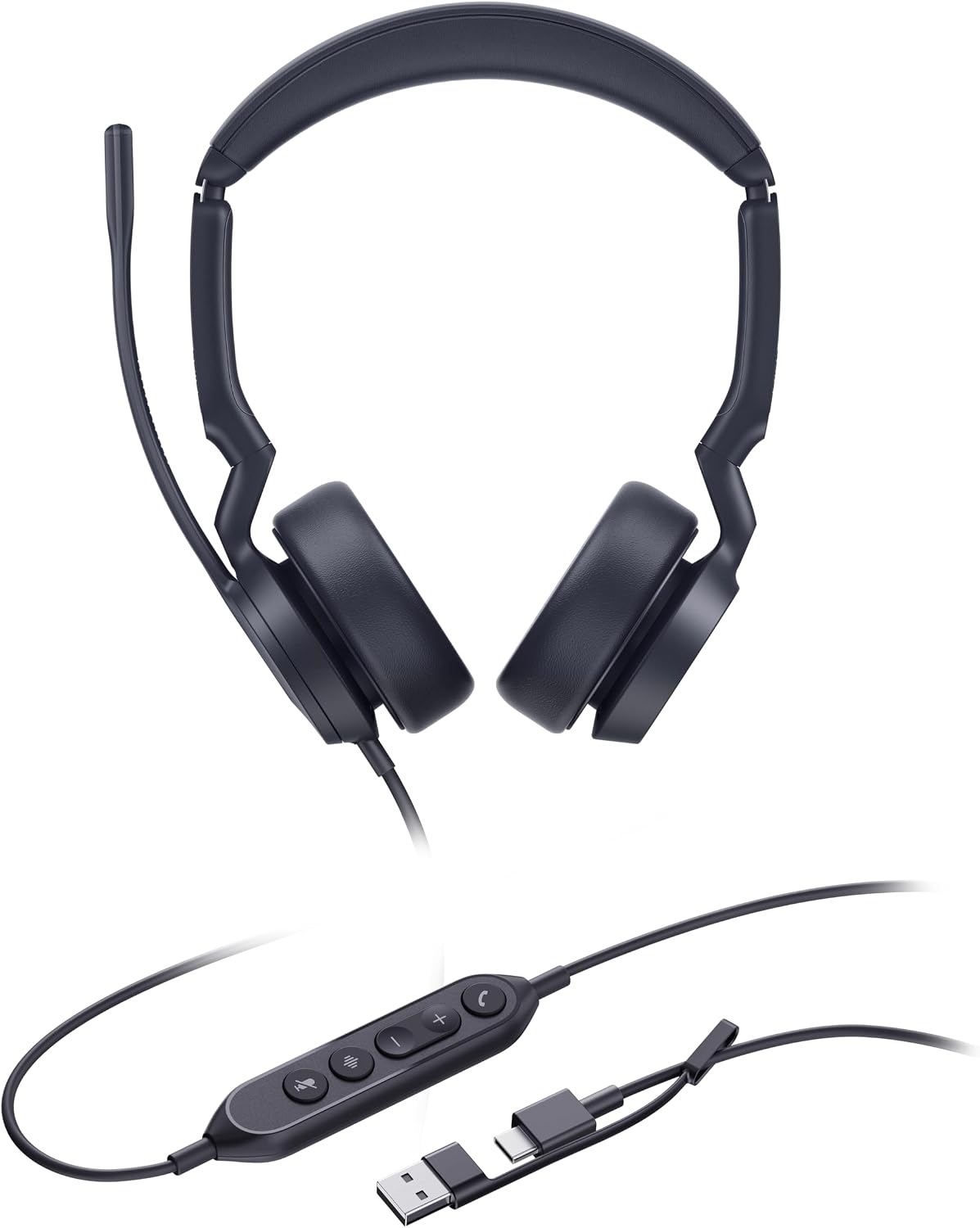 Yealink UH44 Dual MS UC USB-C/A USB Stereo Wired Headset Dual Noise Cancelling, HD Audio Sound, Lightweight