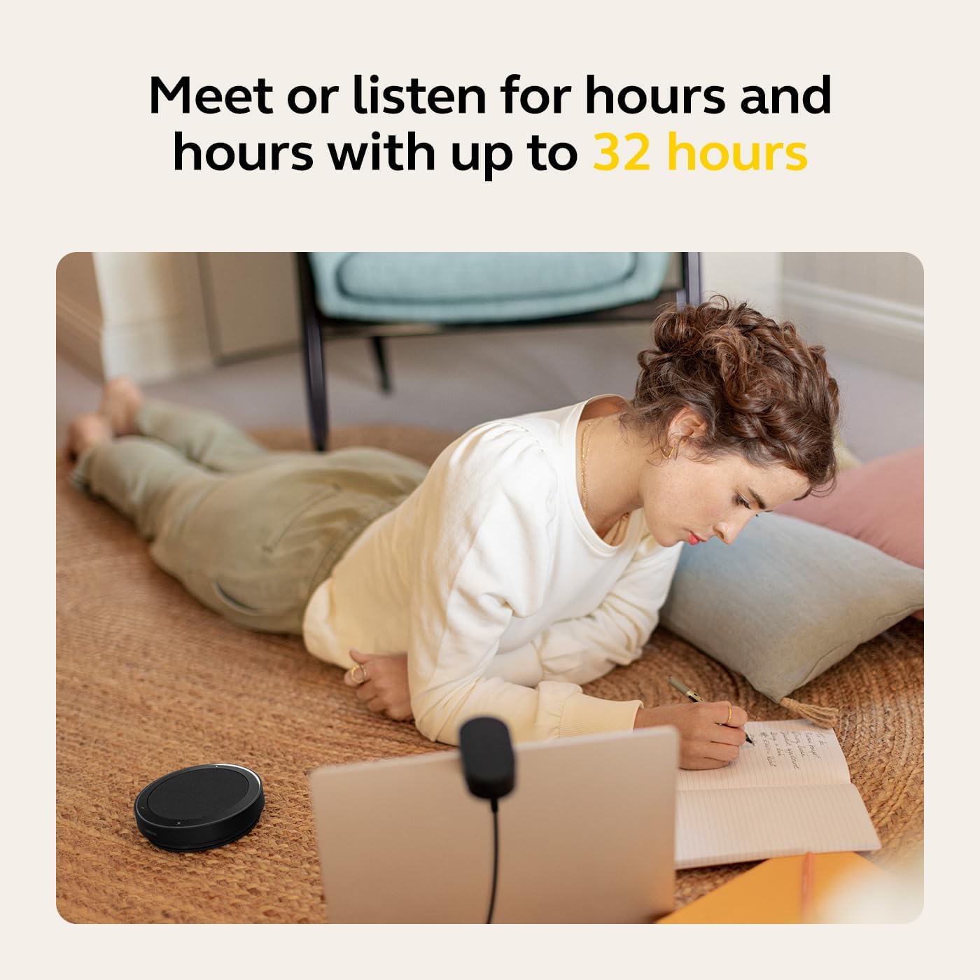 Jabra Speak2 75 Wireless Bluetooth Speakerphone - Portable Speaker with 4 Noise-Cancelling Mics, 65mm Full-Range Speakers & Super-Wideband Audio - Certified Microsoft Teams Speaker