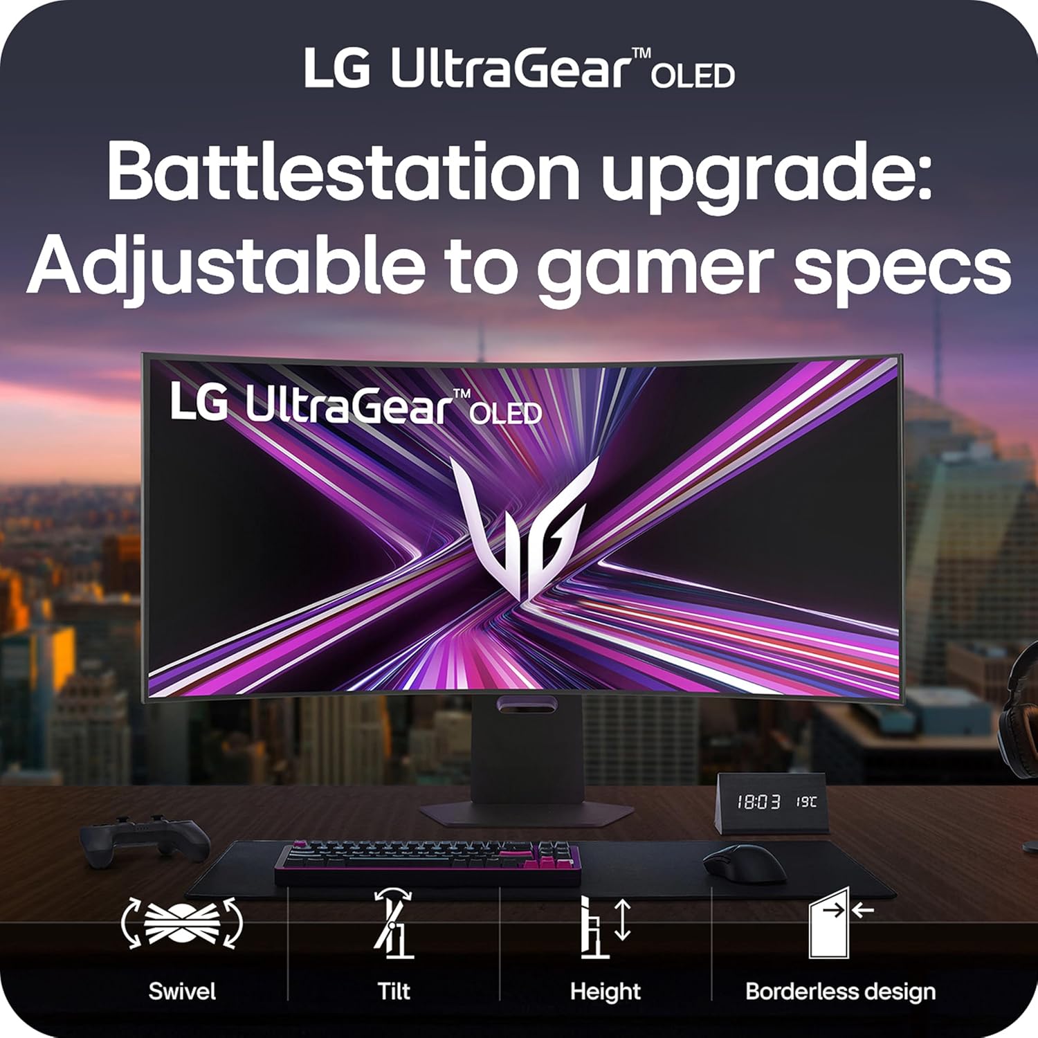 LG 45GX950A-B 45 Inch UltraGear™ OLED 5K2K WUHD 165Hz or WFHD Dual Mode 330Hz 0.03ms G-sync Compatible DisplayPort 2.1 Gaming Monitor