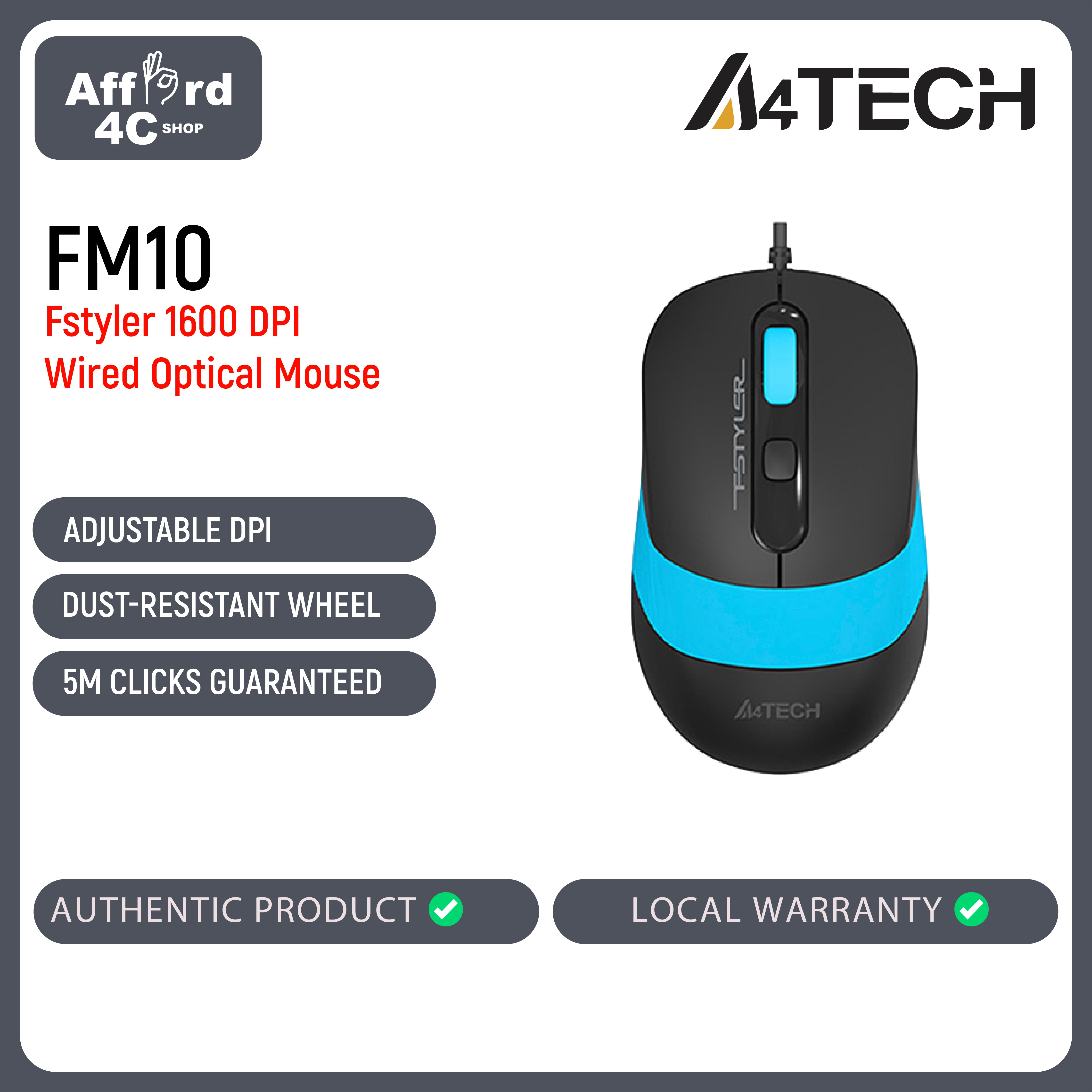 A4Tech FM10 Fstyler, 1600 DPI, Wired Optical Mouse