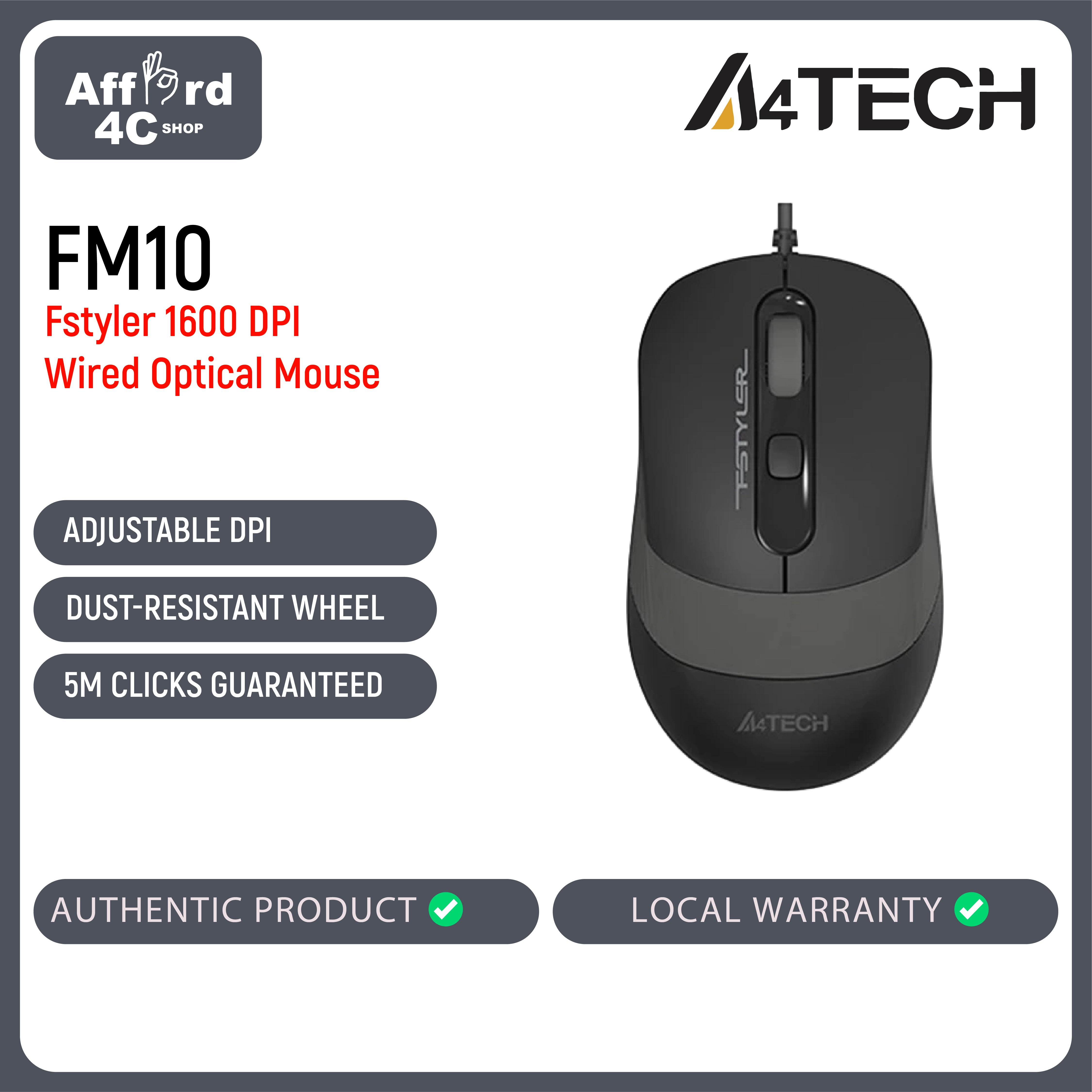 A4Tech FM10 Fstyler, 1600 DPI, Wired Optical Mouse