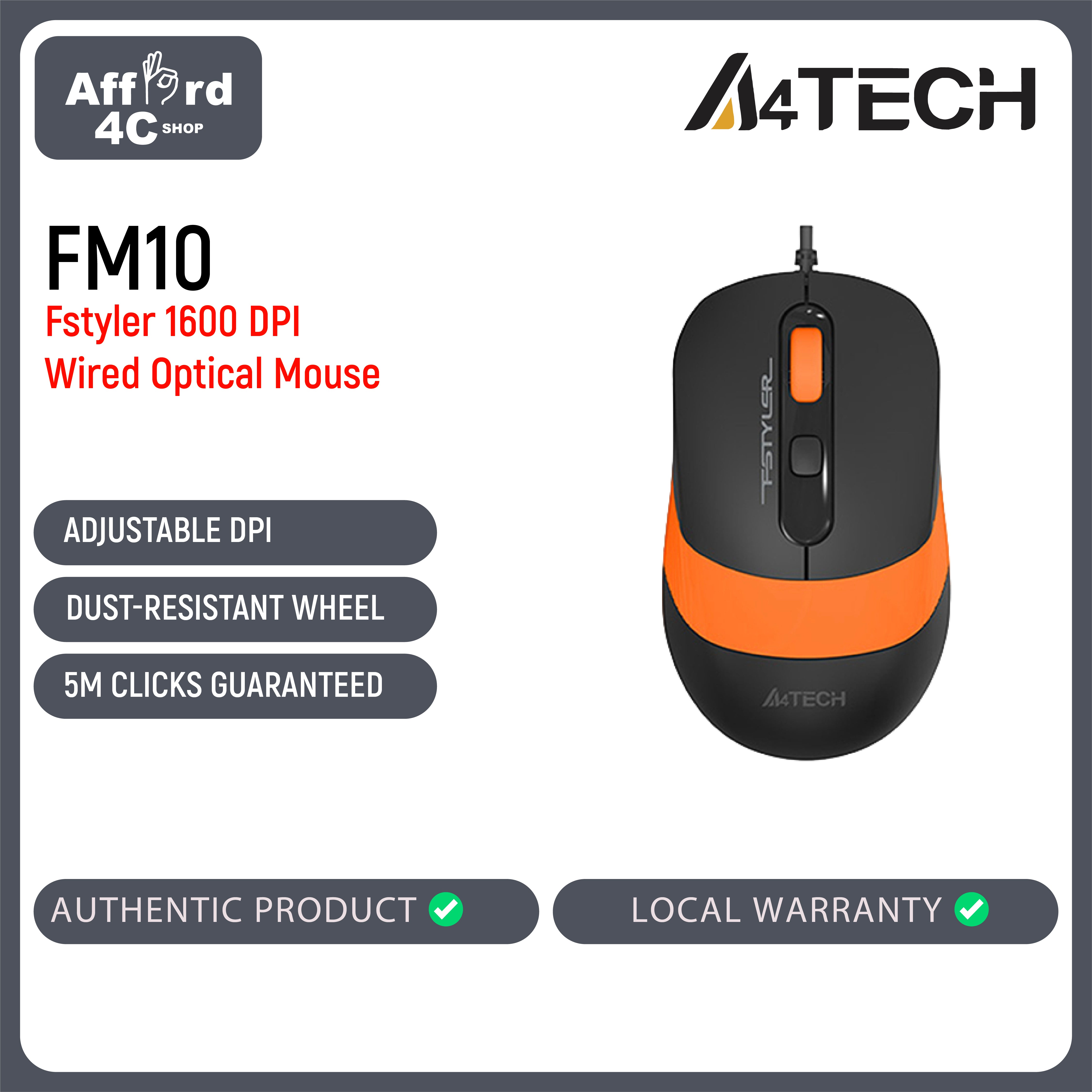 A4Tech FM10 Fstyler, 1600 DPI, Wired Optical Mouse