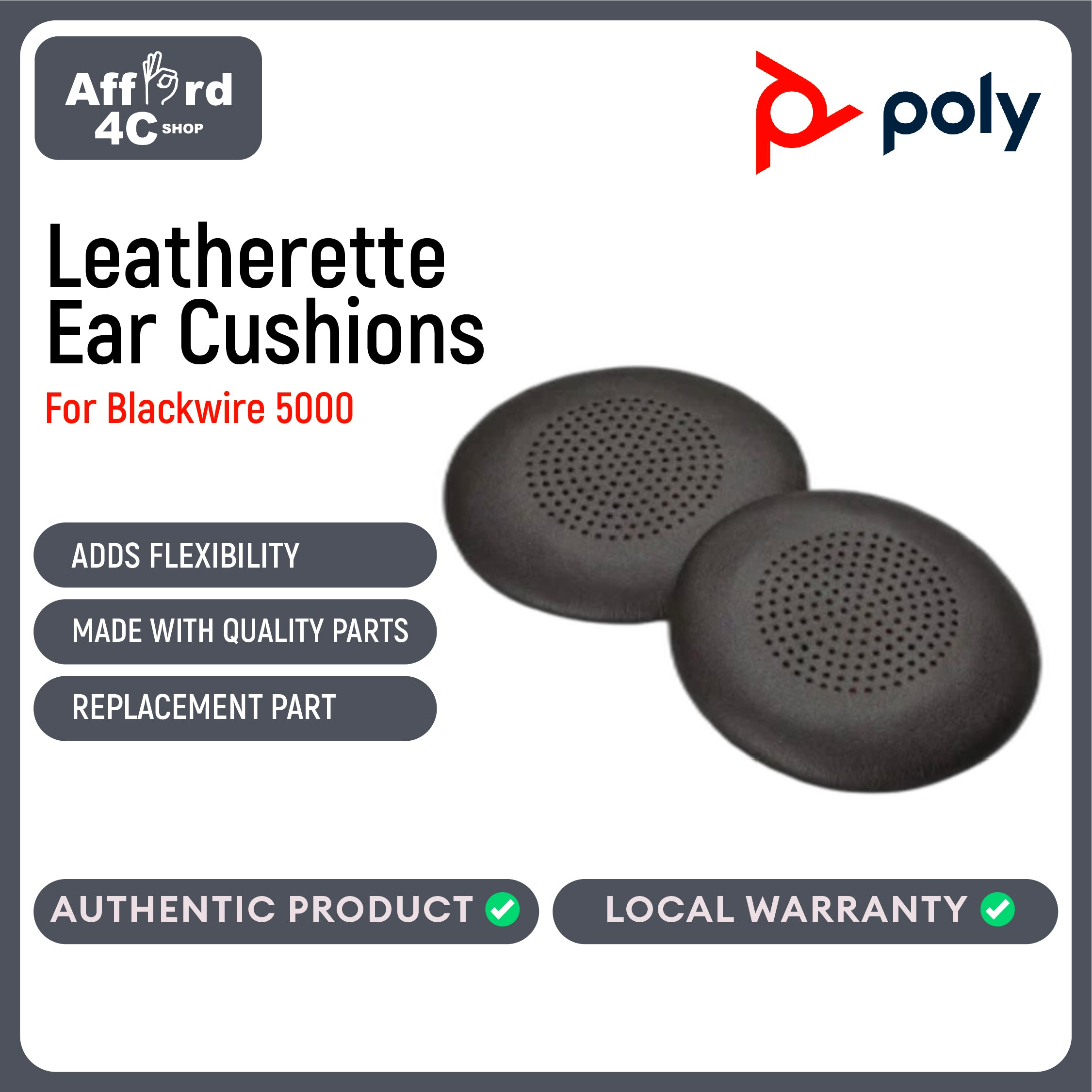 Poly Blackwire 5000 Leatherette Ear Cushions (2 Pieces)