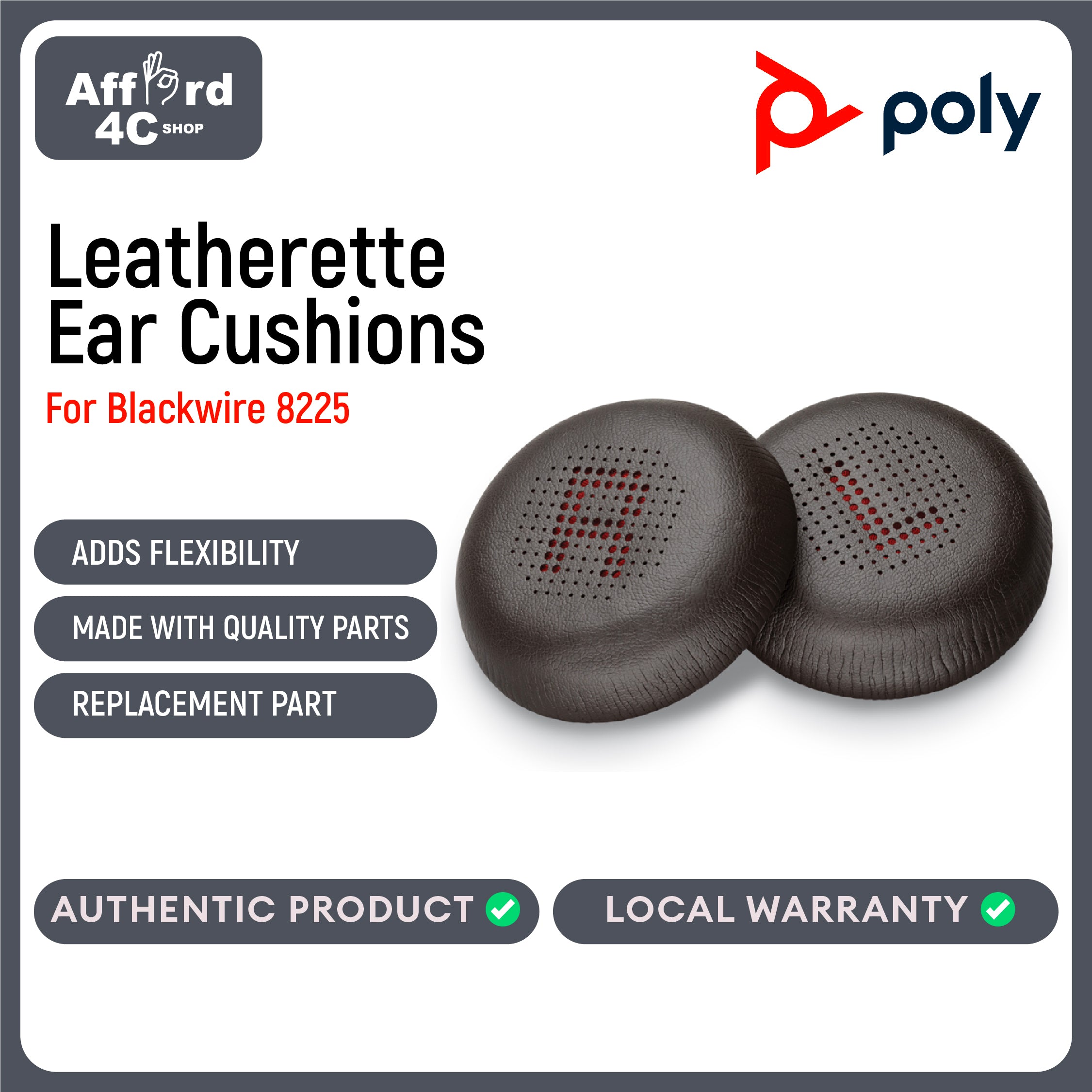 Poly Blackwire 8225 Leatherette Ear Cushions (2 Pieces)