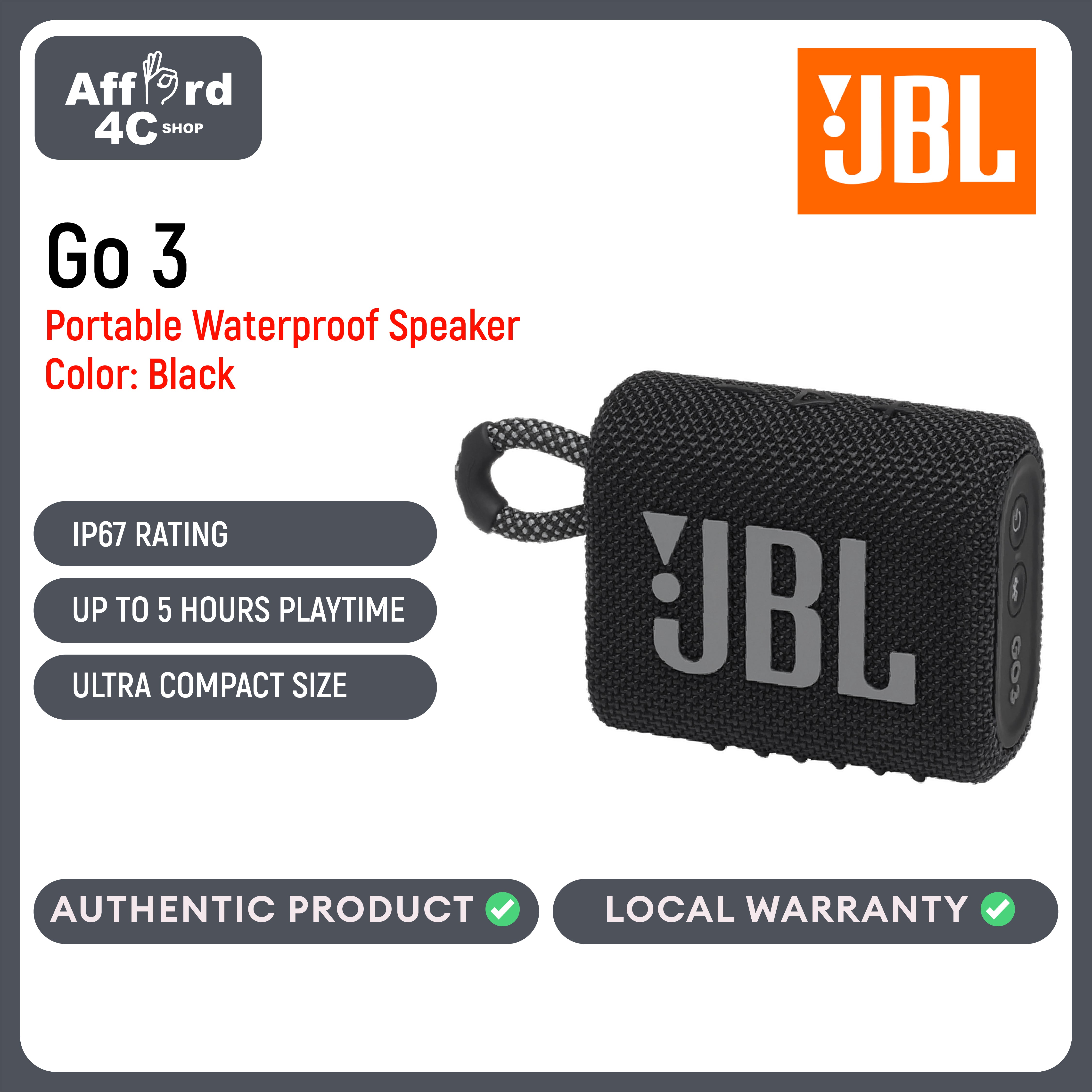 JBL Go 3 Portable Waterproof Speaker