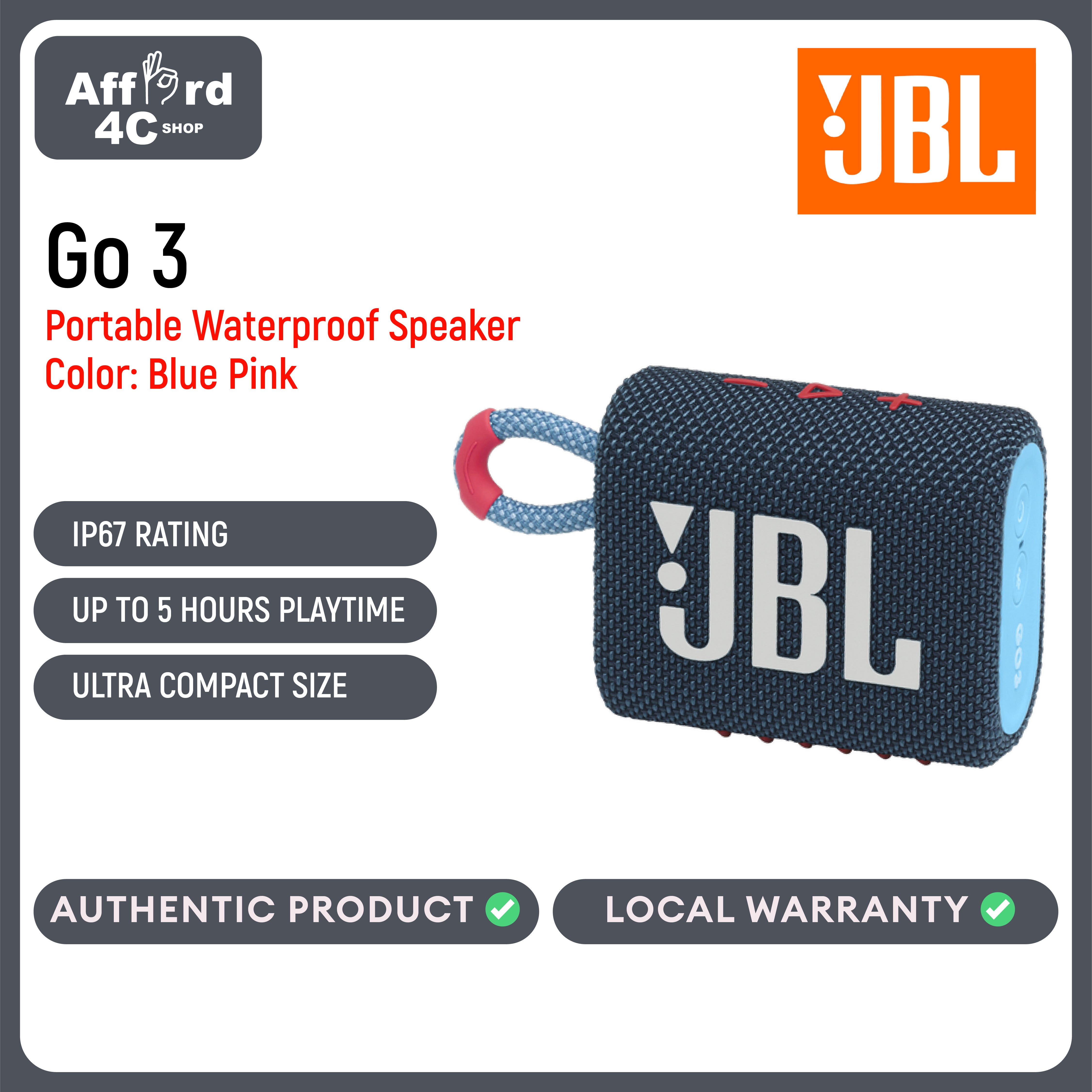 JBL Go 3 Portable Waterproof Speaker
