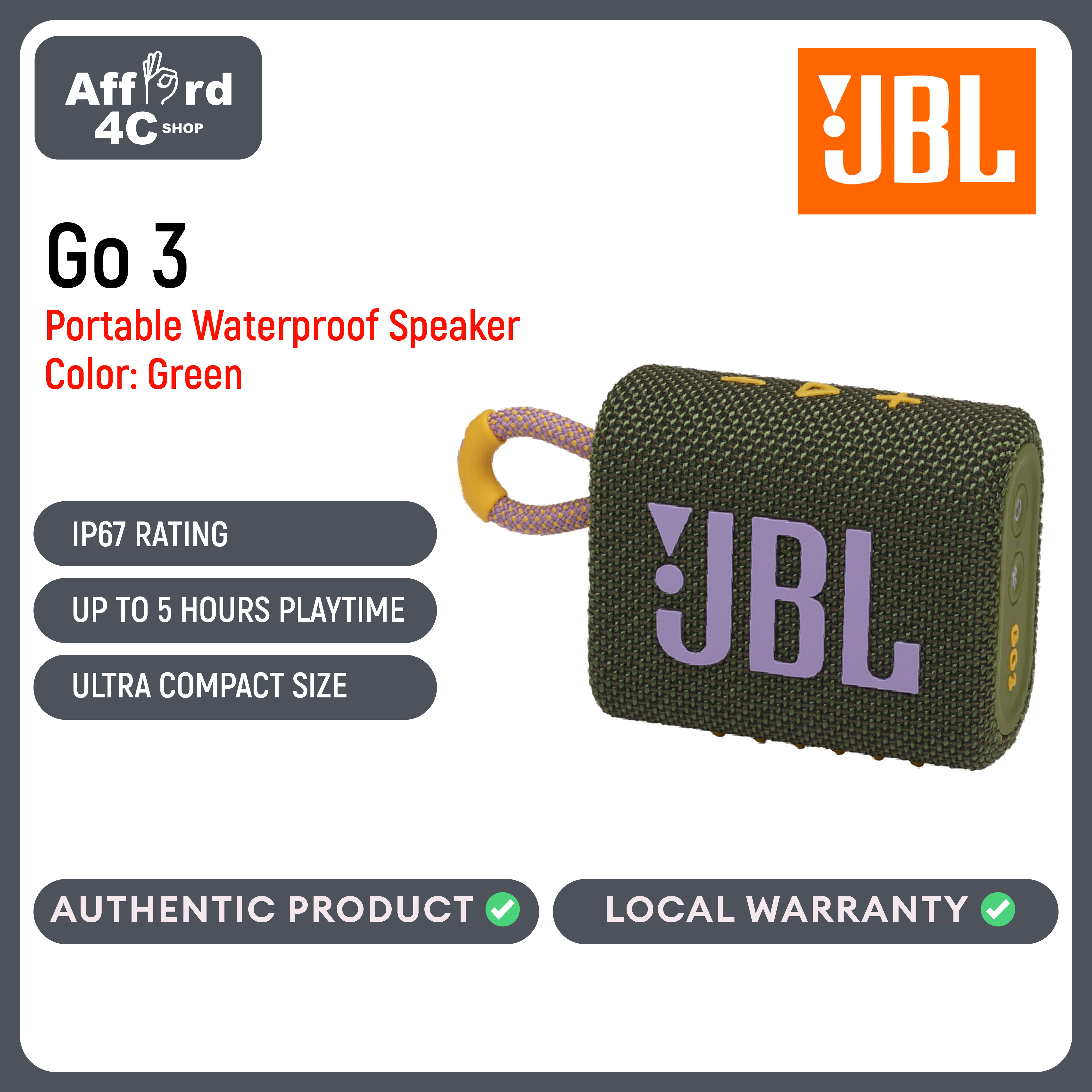 JBL Go 3 Portable Waterproof Speaker