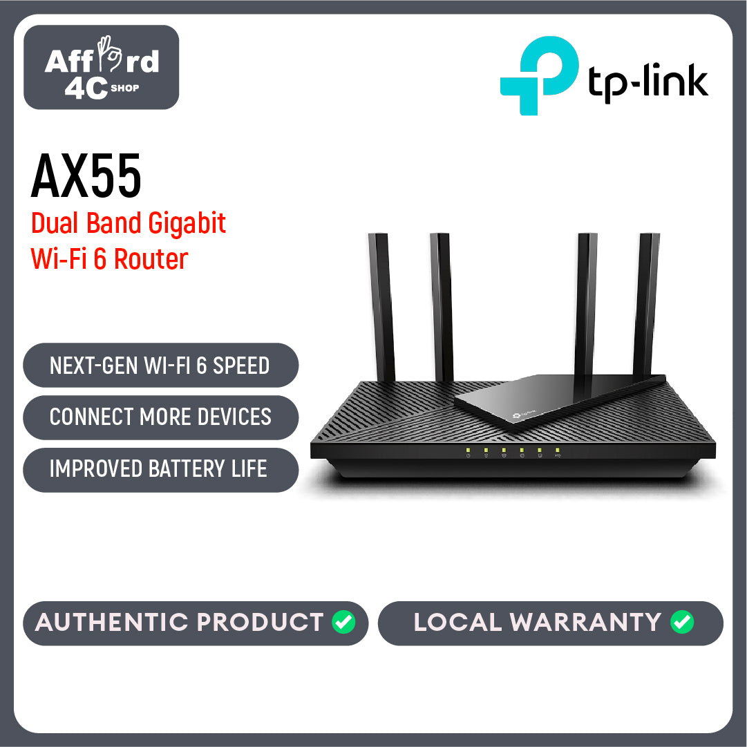 TP-Link Archer AX55 AX3000 Dual Band Gigabit Wi-Fi 6 Speed Router | WiFi 6 | WiFi Router | Wireless Router | OneMesh | Gaming Router Wifi 6 | Compatible with Alexa