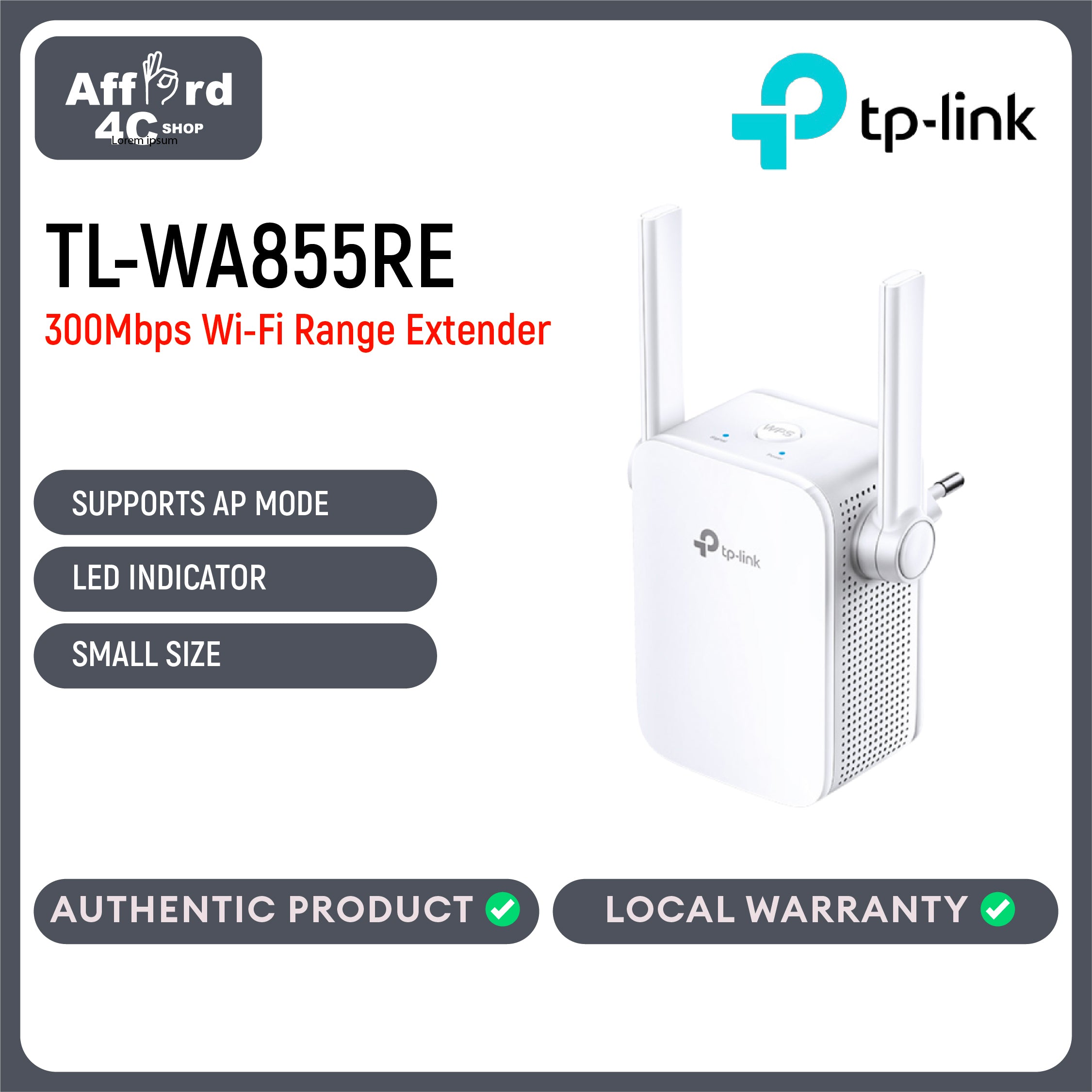 TP-Link TL-WA855RE 300Mbps Wi-Fi Range Extender