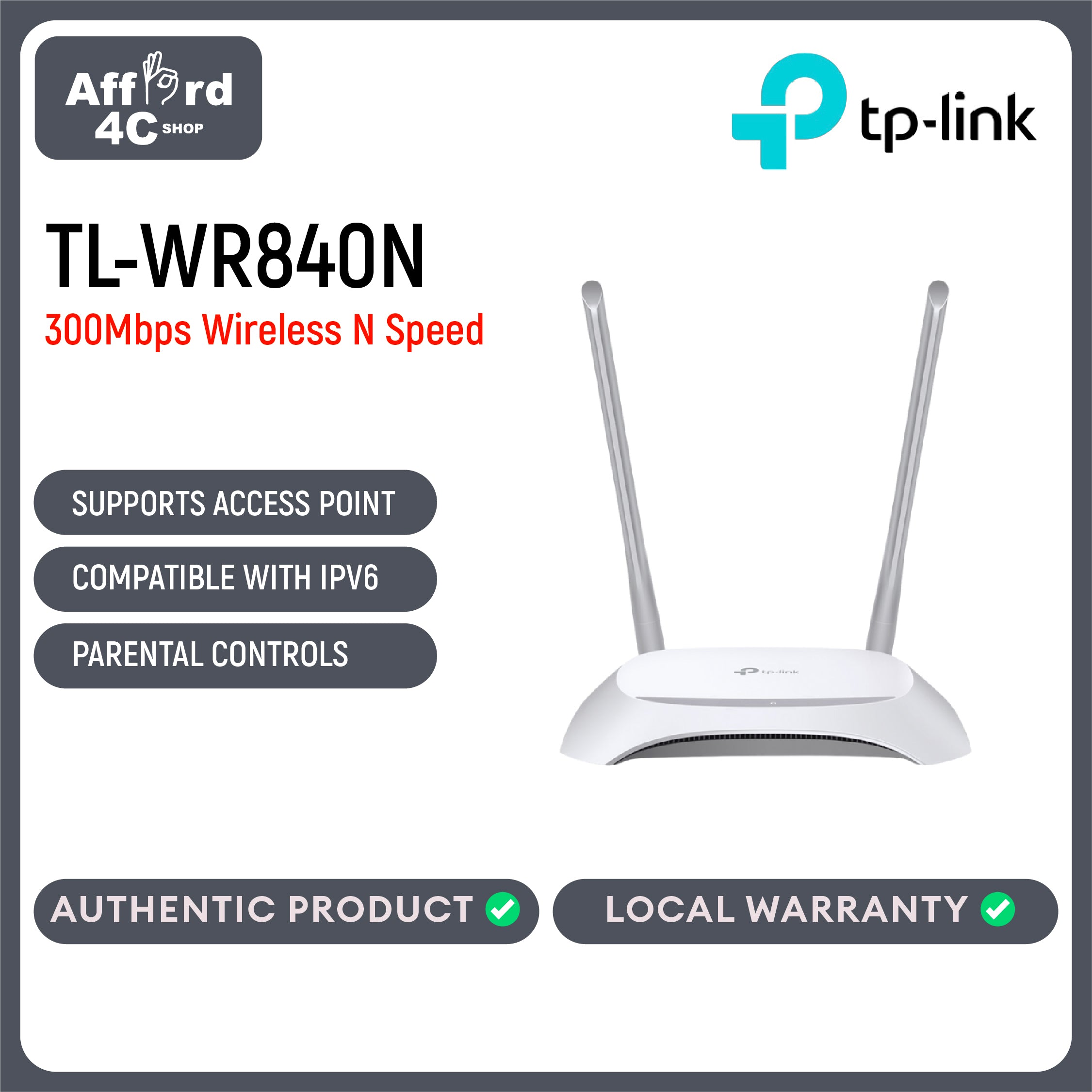 TP-Link TL-WR840N 300Mbps Wireless N Speed