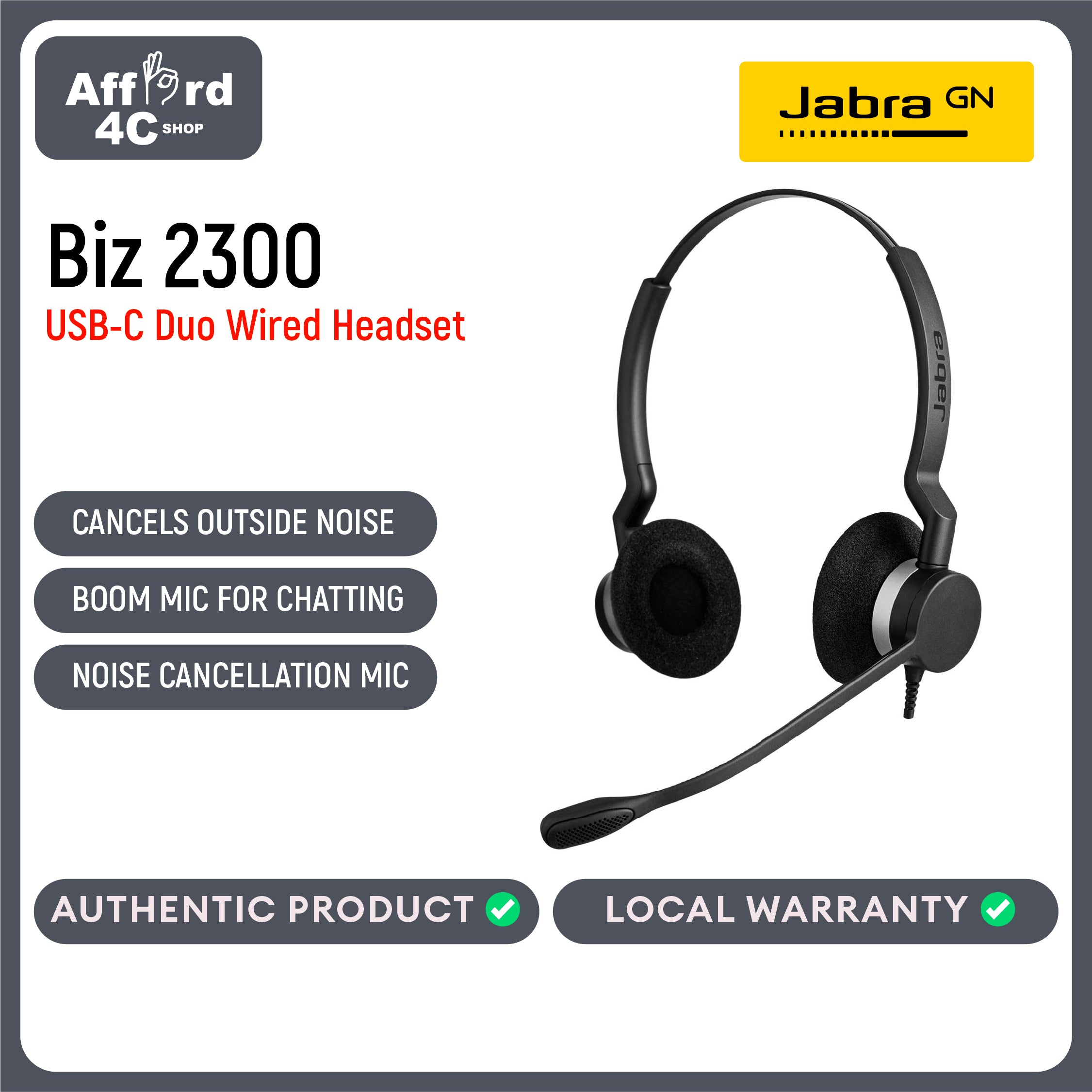 Jabra Biz 2300 USB-C Duo Headset