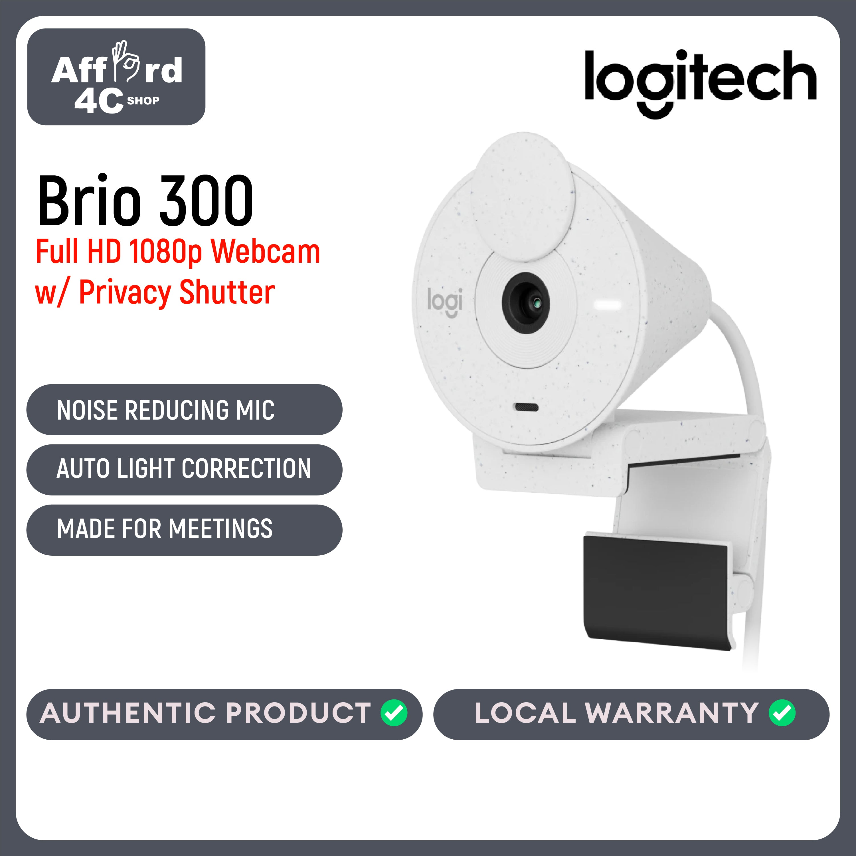 Logitech Brio 300 Full HD 1080P Webcam