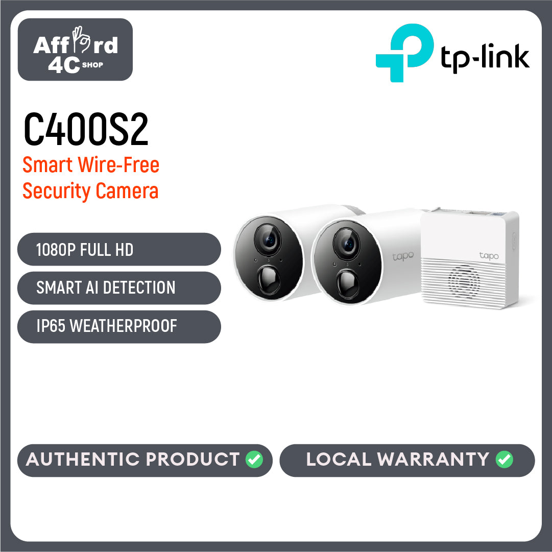 Tapo C400S2 Smart Wire-Free Security Camera System, 2-Camera System