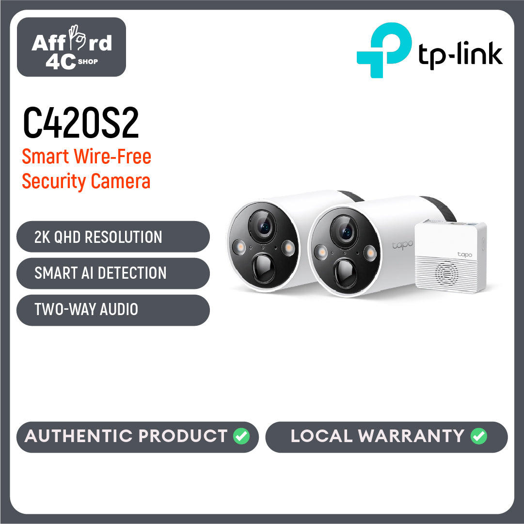 Tapo C420S2 Smart Wire-Free Security Camera System, 2-Camera System