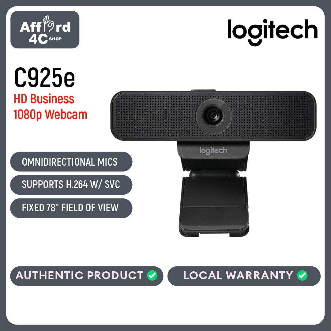 Logitech C925e Webcam with HD Video and Built-In Stereo Microphones (P/N: 960-001075)