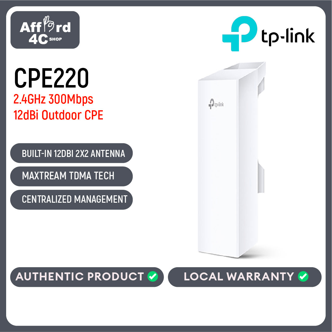 TP-Link CPE220 2.4GHz 300Mbps 12dBi Outdoor CPE