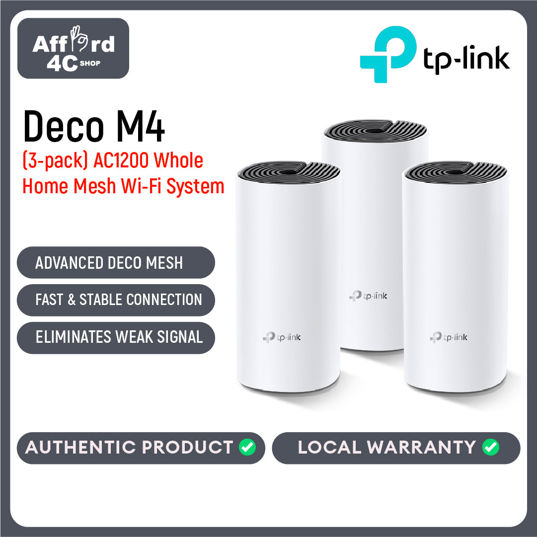 TP-Link Deco M4 (3-pack) AC1200 Whole Home Mesh Wi-Fi System