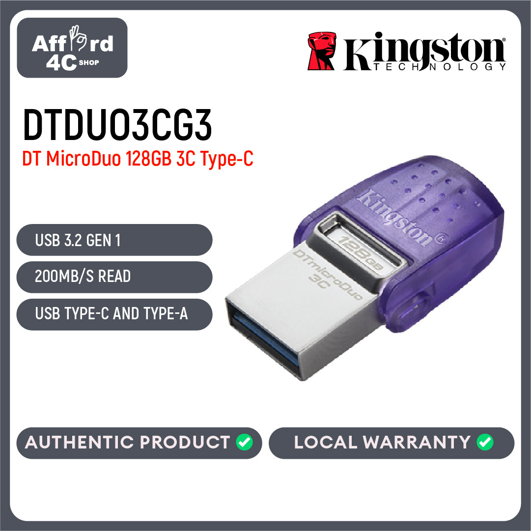 Kingston DataTraveler microDuo 3C 64GB/128GB/256GB USB 3.2 Gen 1 USB Flash Drive