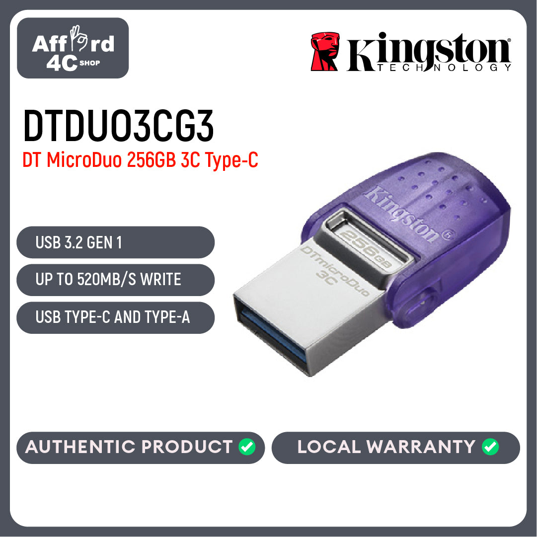 Kingston DataTraveler microDuo 3C 64GB/128GB/256GB USB 3.2 Gen 1 USB Flash Drive
