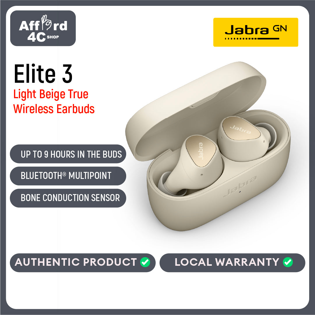 Jabra Elite 3 True Wireless Earbuds - Light Beige
