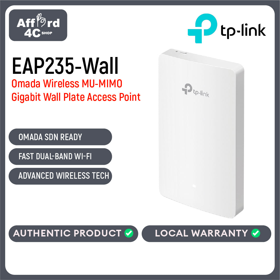 TP-Link EAP235-Wall Omada AC1200 Wireless MU-MIMO Gigabit Wall Plate Access Point