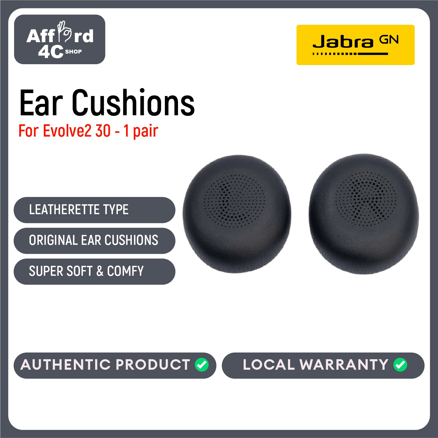 Jabra  Ear Cushions for Evolve2 30 - 1 Pair