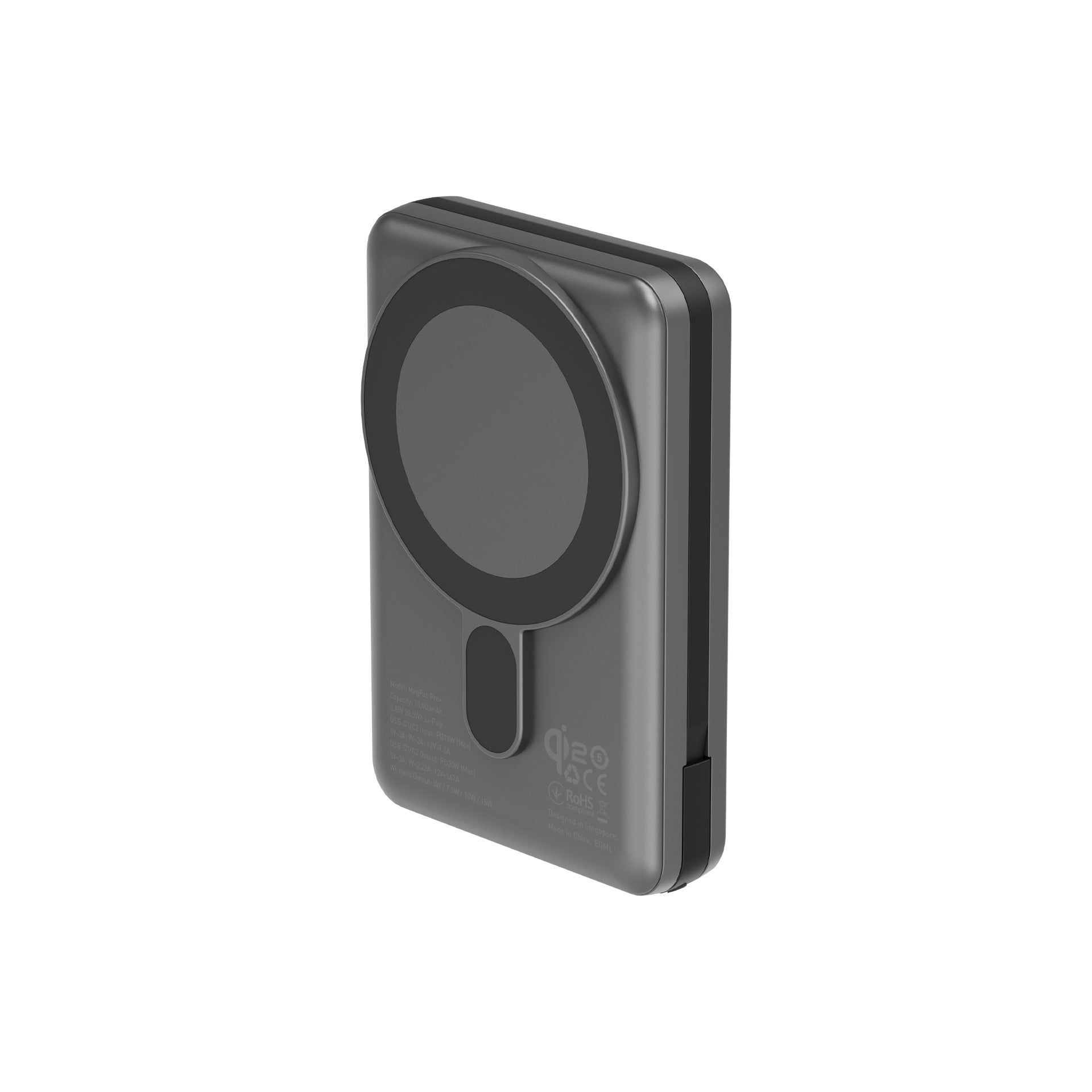 Energea MagPac Pro Plus, 10000MAH MagSafe Compatible QI2 Power Bank With Built-In Cable and Stand