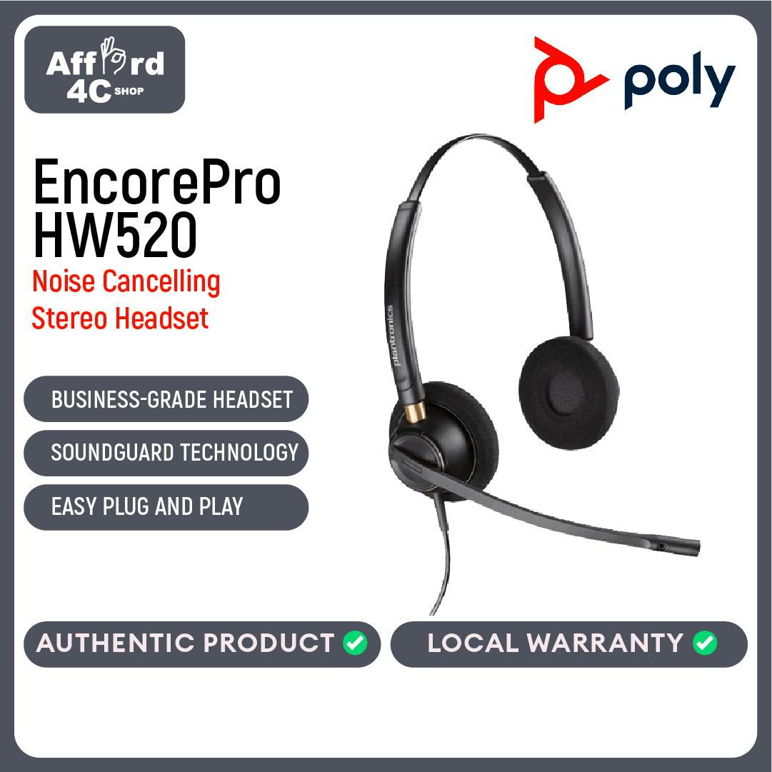 Poly EncorePro HW520 Headset - 89434-01 Quick Disconnect (QD)