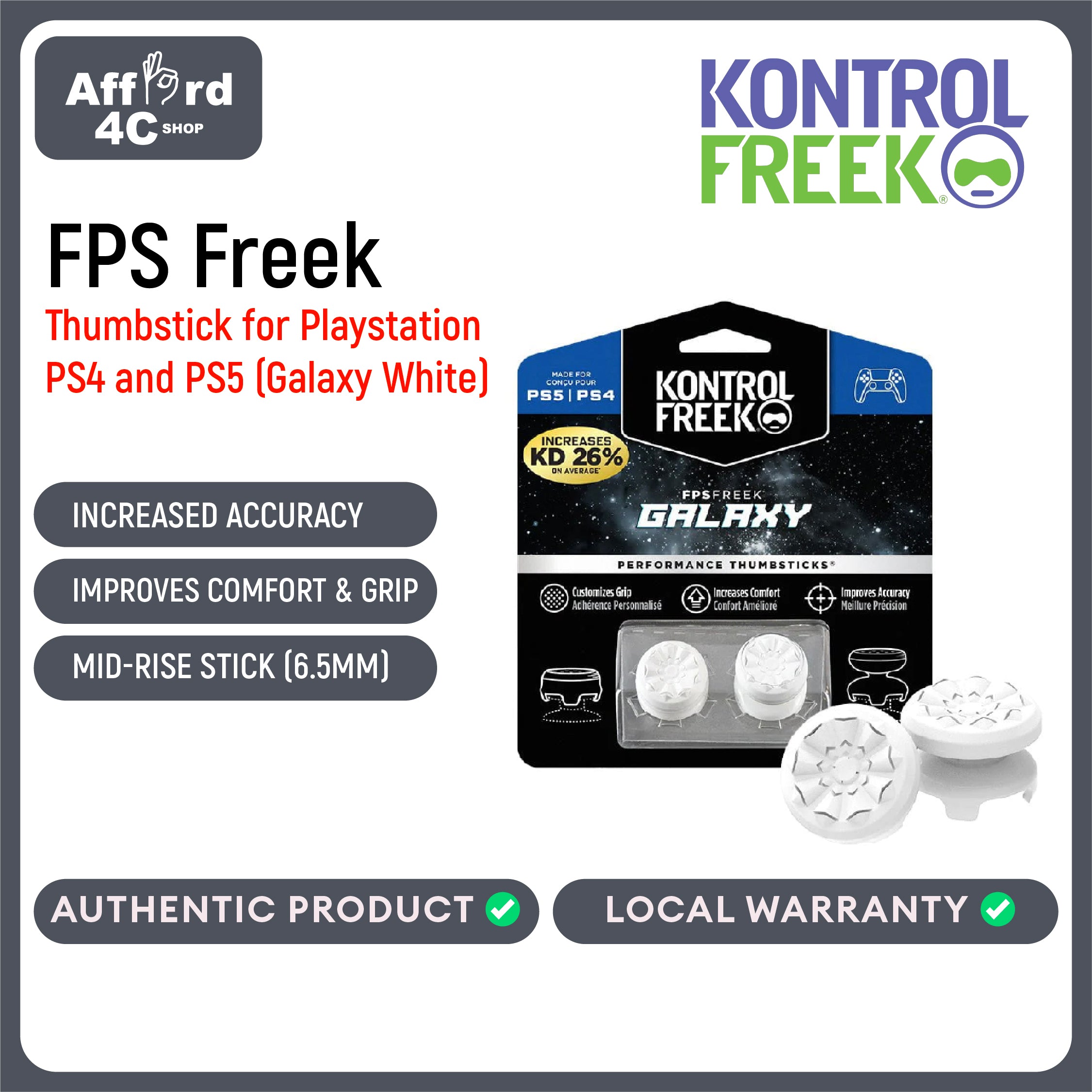 KontrolFreek FPS Freek Galaxy White Thumbstick for Playstation PS4 and PS5