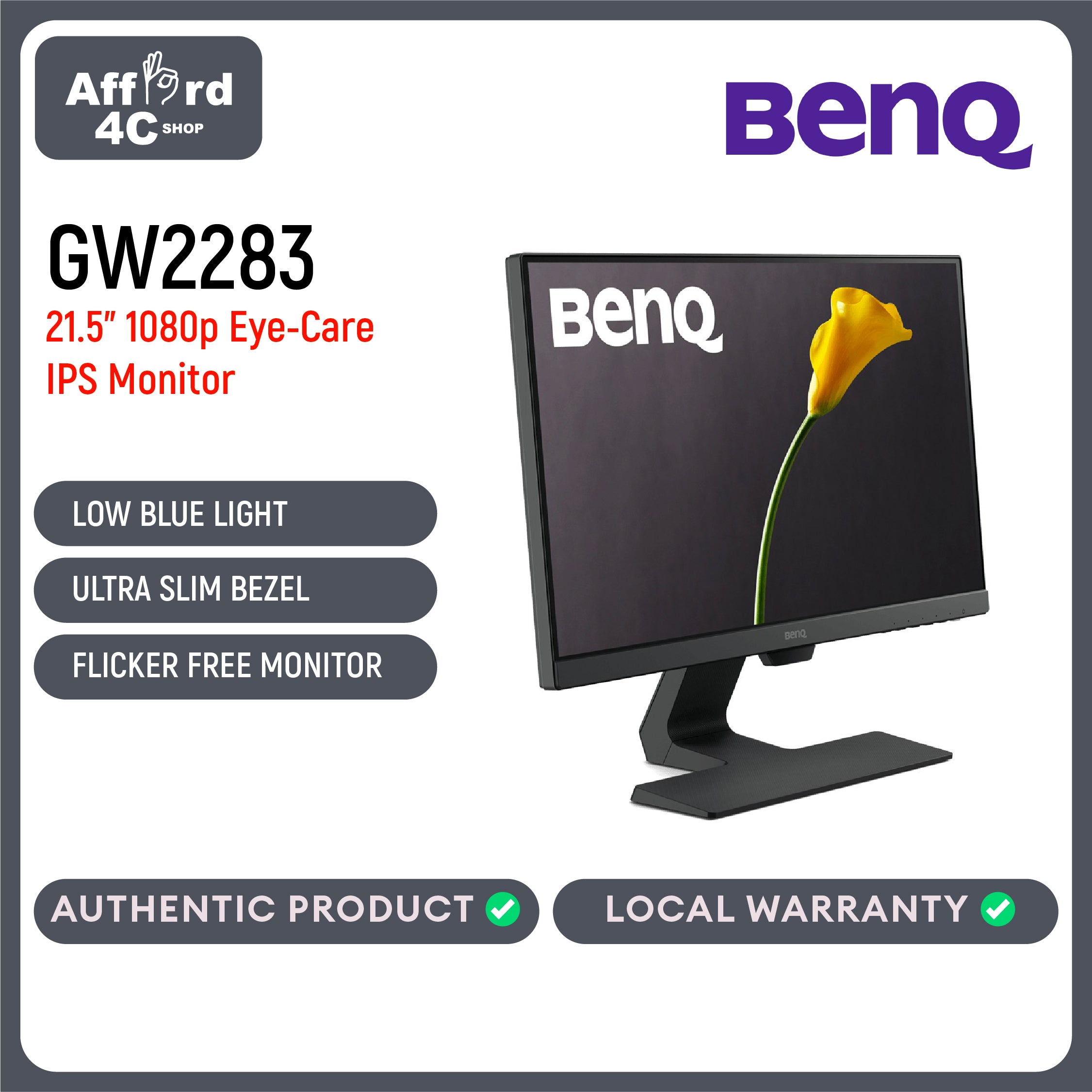BENQ GW2283 21.5-inch Eye-care Stylish IPS Monitor Display