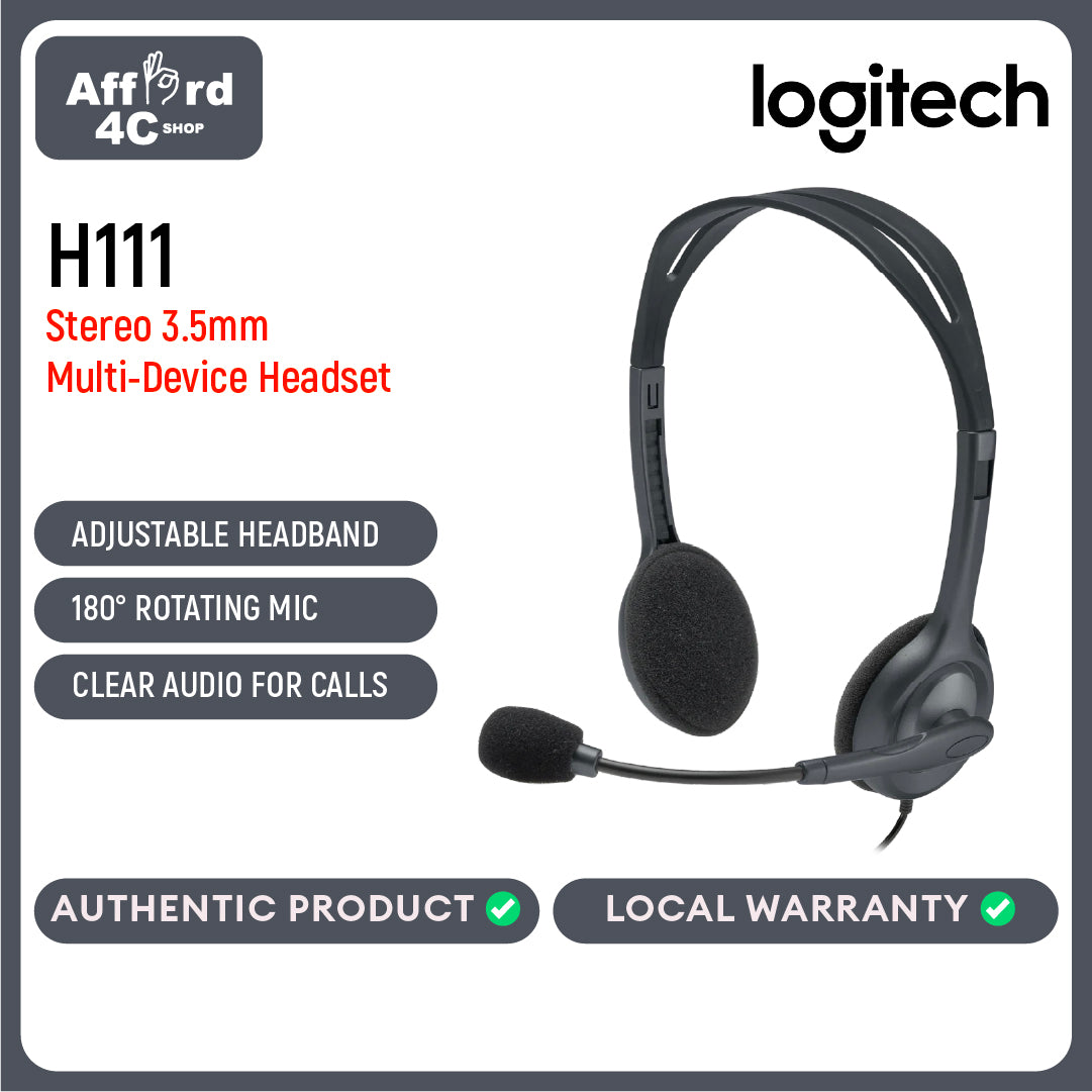 Logitech H111 Stereo Headset 3.5mm Multi-Device Headset