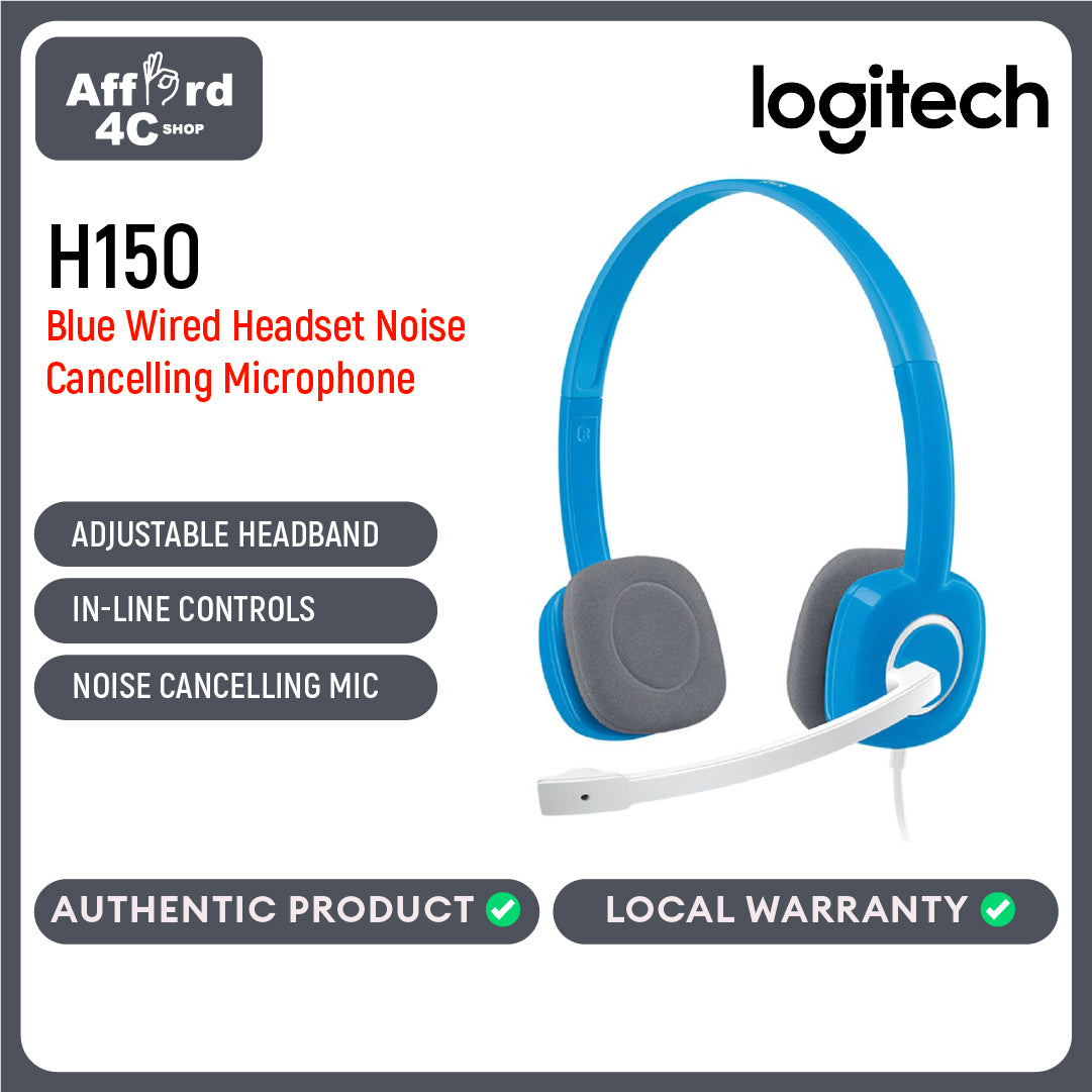 Logitech H150 Wired Headset, Noise-Cancelling Microphone, Dual 3.5 mm Audio Jack, In-Line Controls