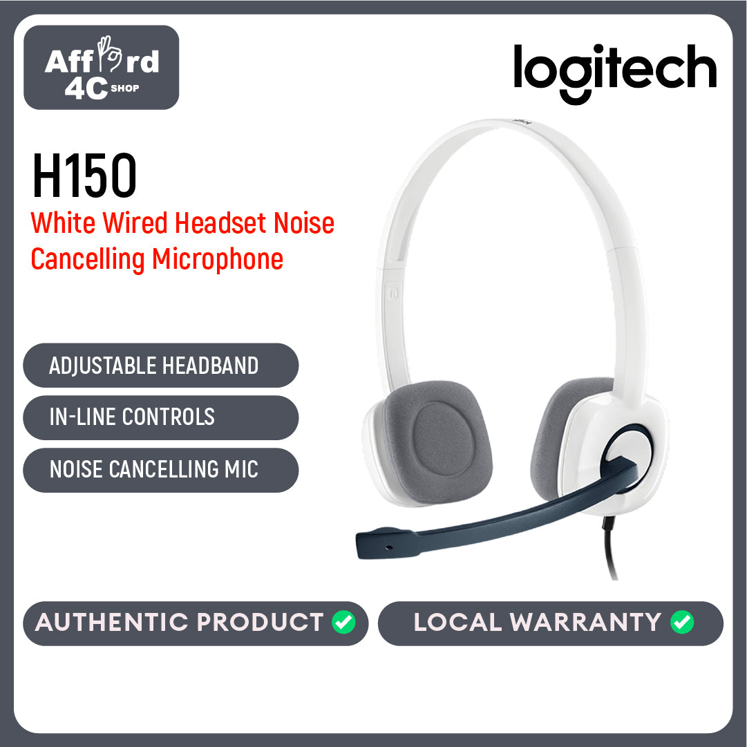 Logitech H150 Wired Headset, Noise-Cancelling Microphone, Dual 3.5 mm Audio Jack, In-Line Controls