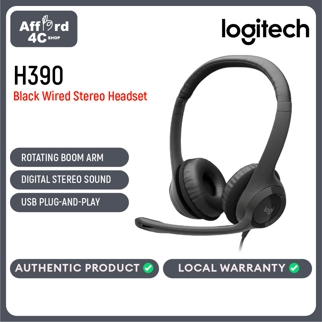 Logitech H390 USB Headset (Black)
