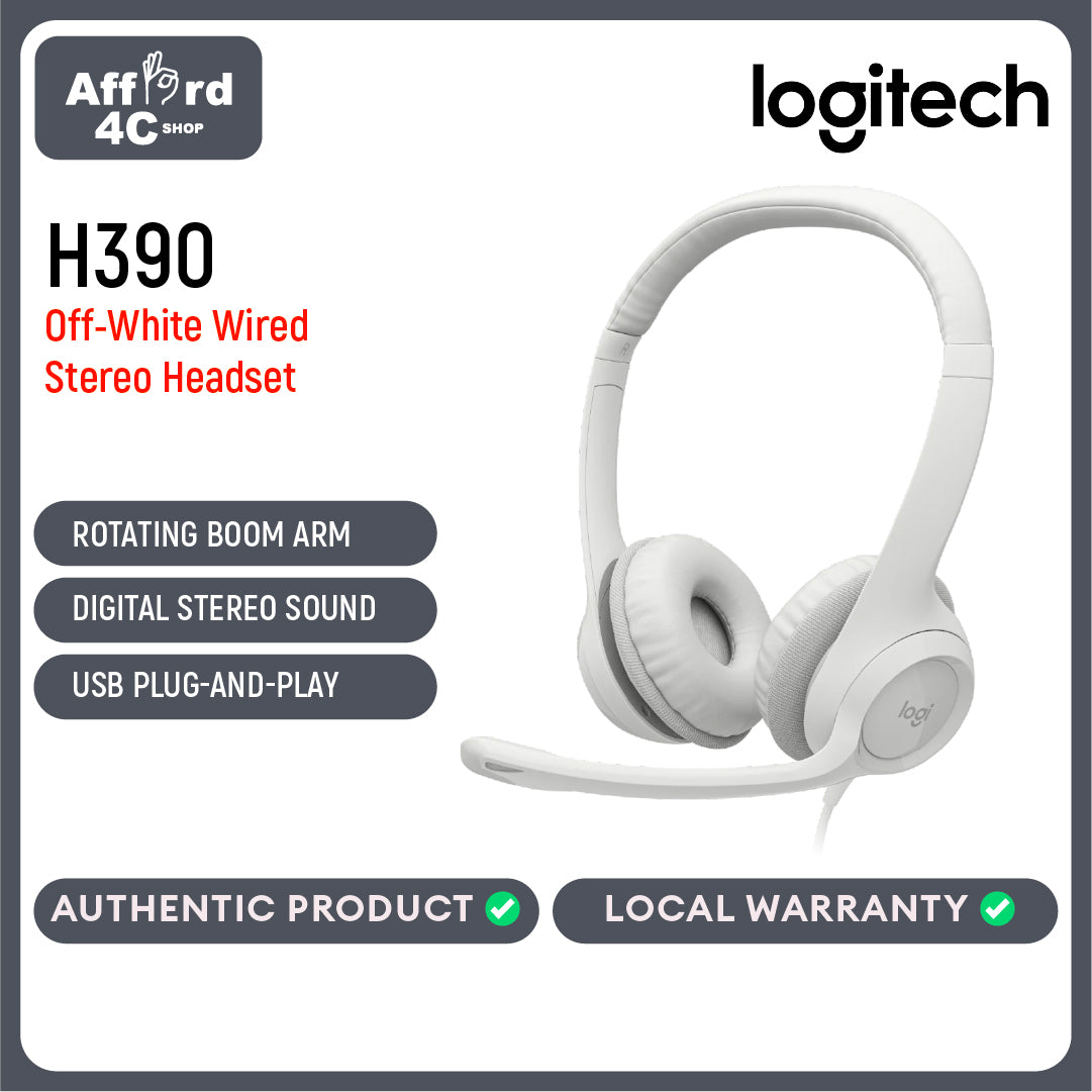 Logitech H390 USB Headset (White)