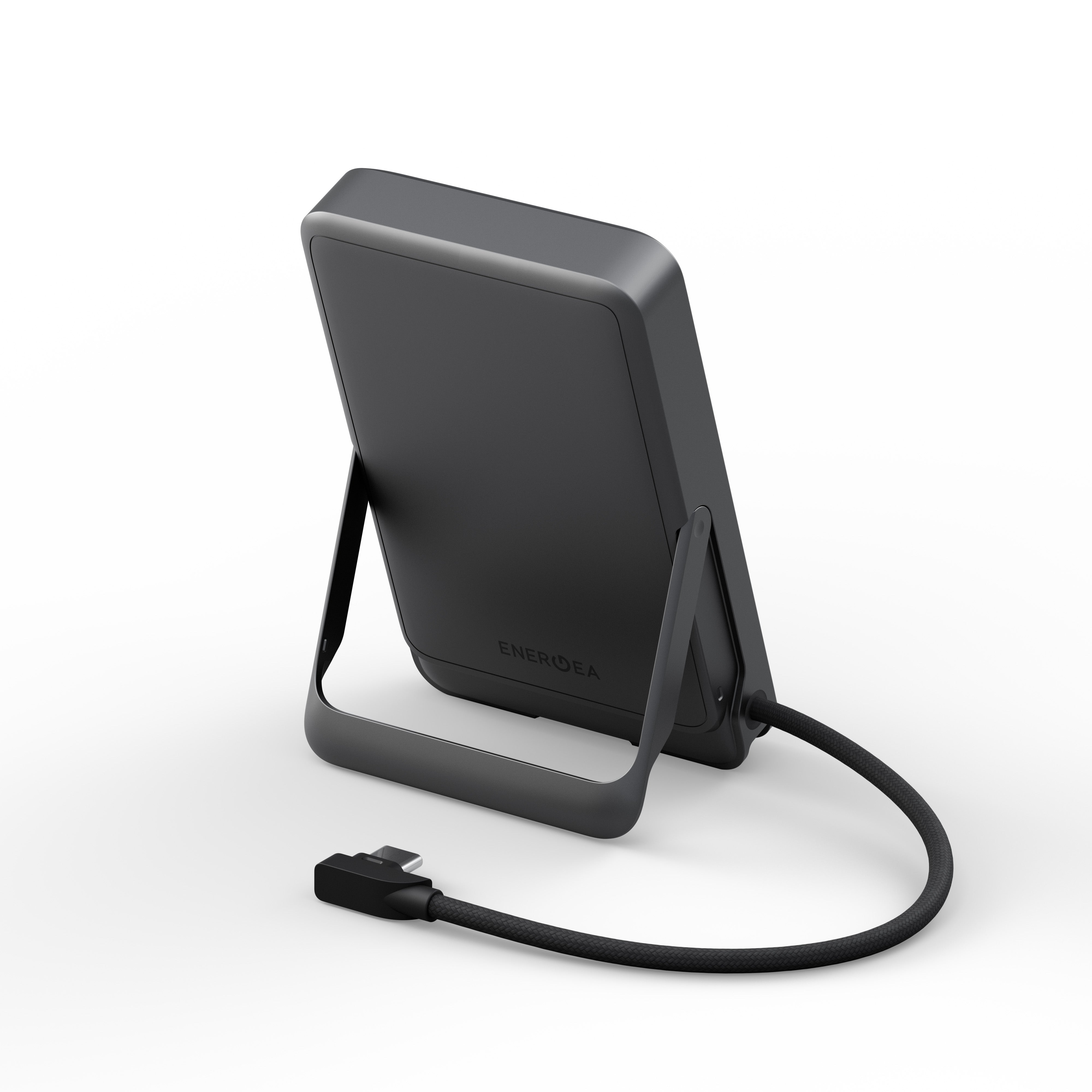 Energea Integra 20S, 10000Mah Semi Solid State Power Bank With Built-In Cable And Stand Pd20W - Gun/Blk