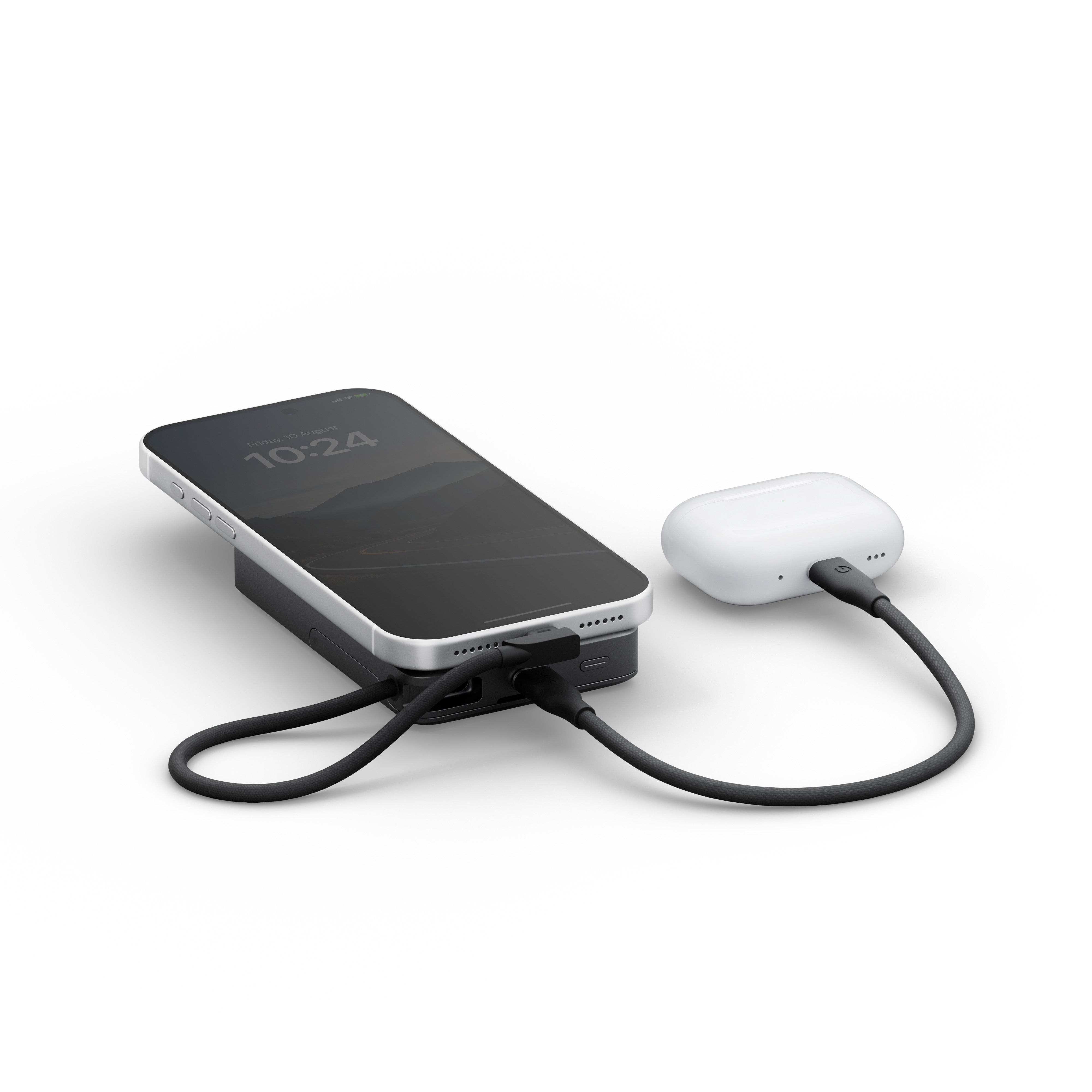 Energea Integra 20S, 10000Mah Semi Solid State Power Bank With Built-In Cable And Stand Pd20W - Gun/Blk