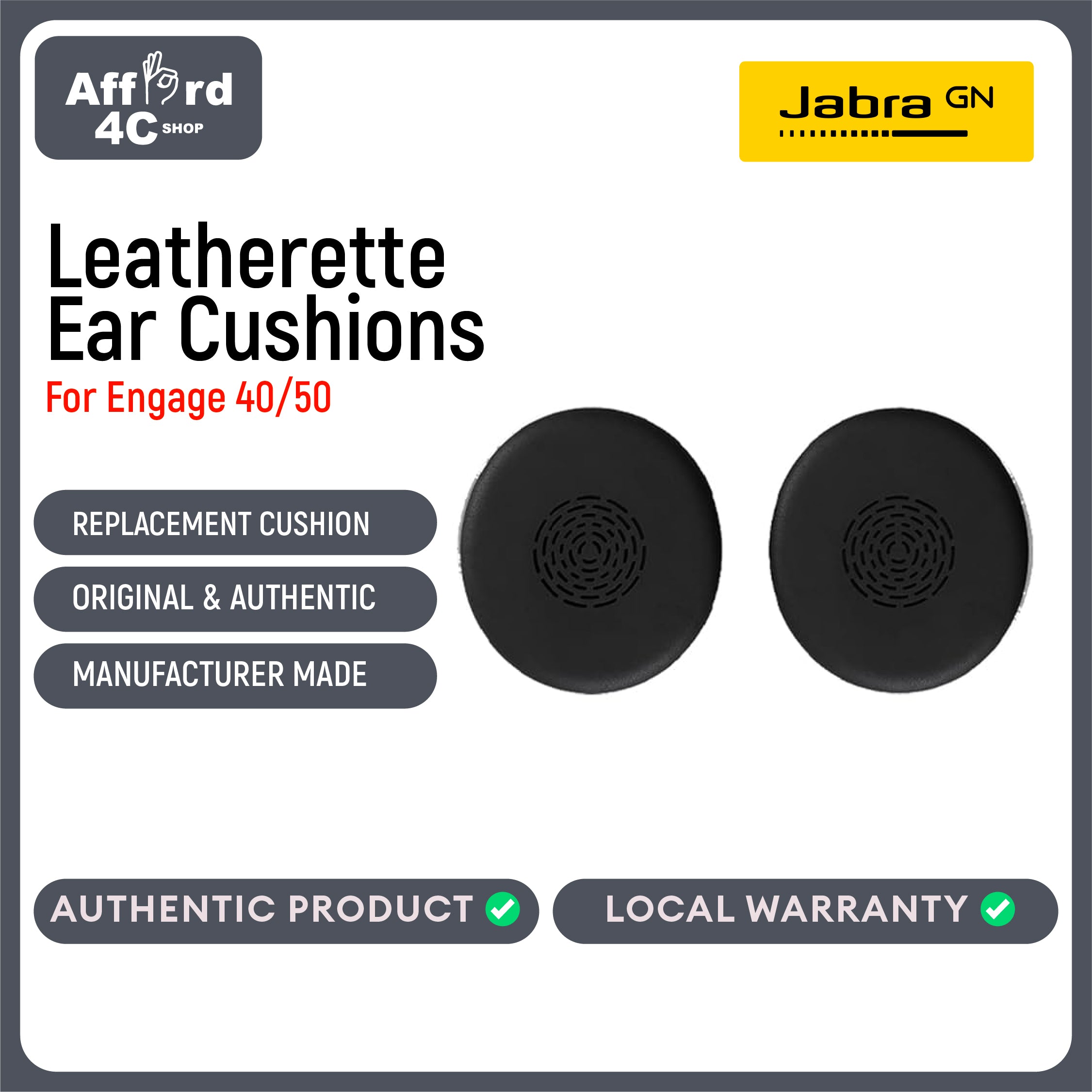 Jabra Engage 40/50II Ear Pads - 1 Pair Replacement Ear Cushions - Black