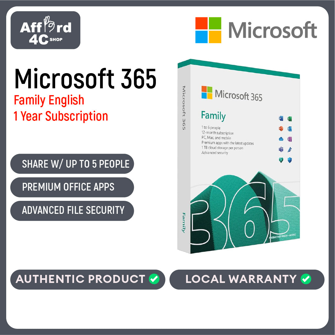 Microsoft 365 Family Plan 12-Month Subscription with 1TB Cloud Storage - Medialess New Edition