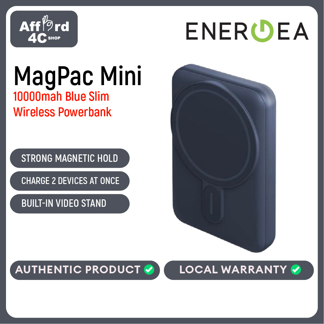 Energea MagPac Mini 10000MAH Ultra Slim MagSafe Compatible Power Bank With Built-In Video Stand