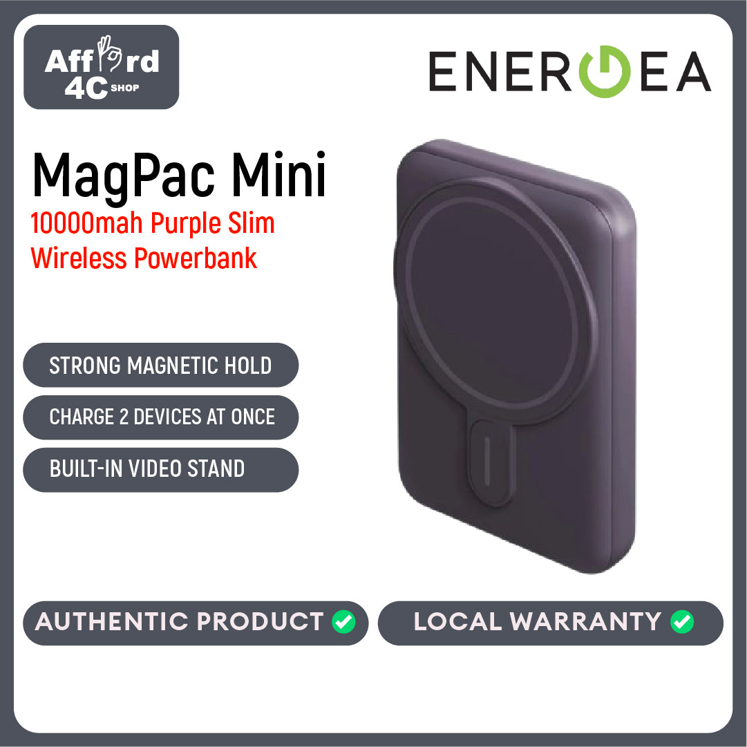 Energea MagPac Mini 10000MAH Ultra Slim MagSafe Compatible Power Bank With Built-In Video Stand