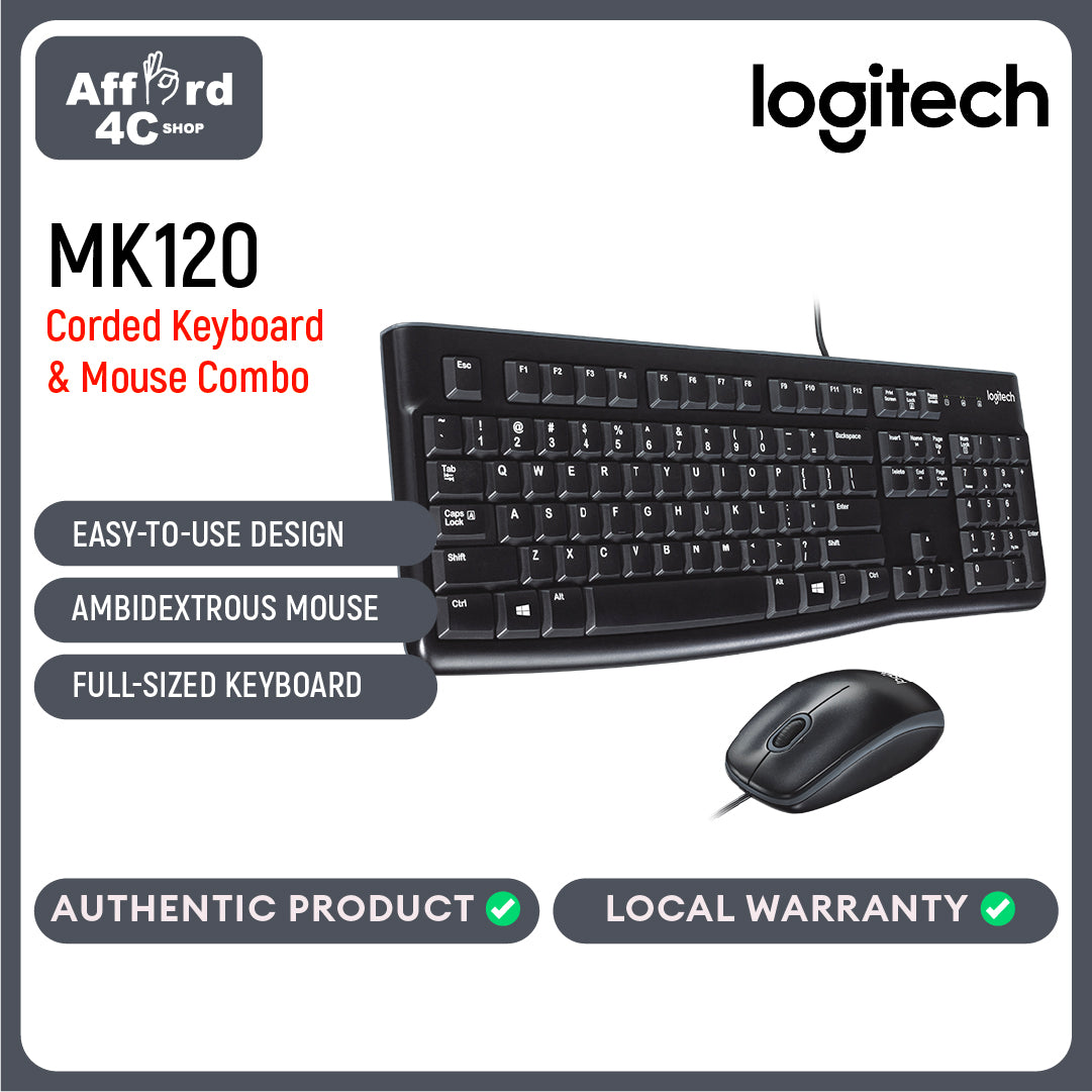 Logitech Desktop MK120 USB Keyboard and Mouse Combo