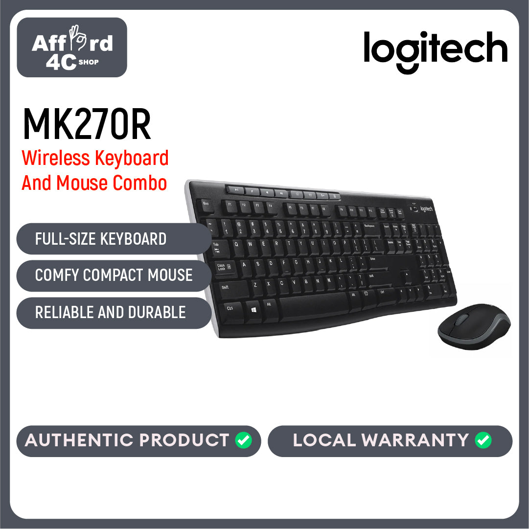 Logitech MK270R Wireless Keyboard and Mouse Combo - Black