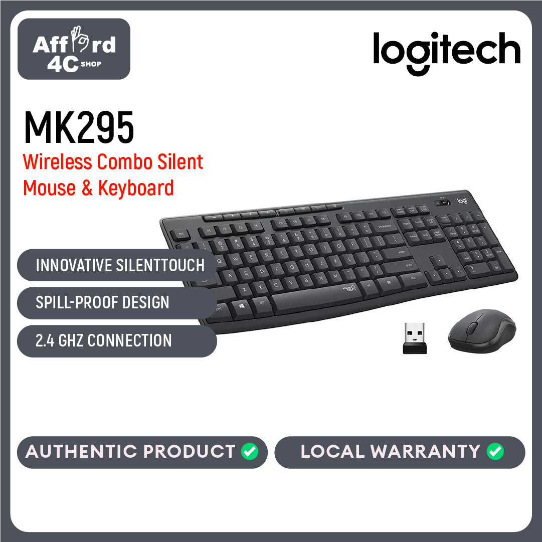 Logitech MK295 Wireless Combo Silent Mouse and Keyboard